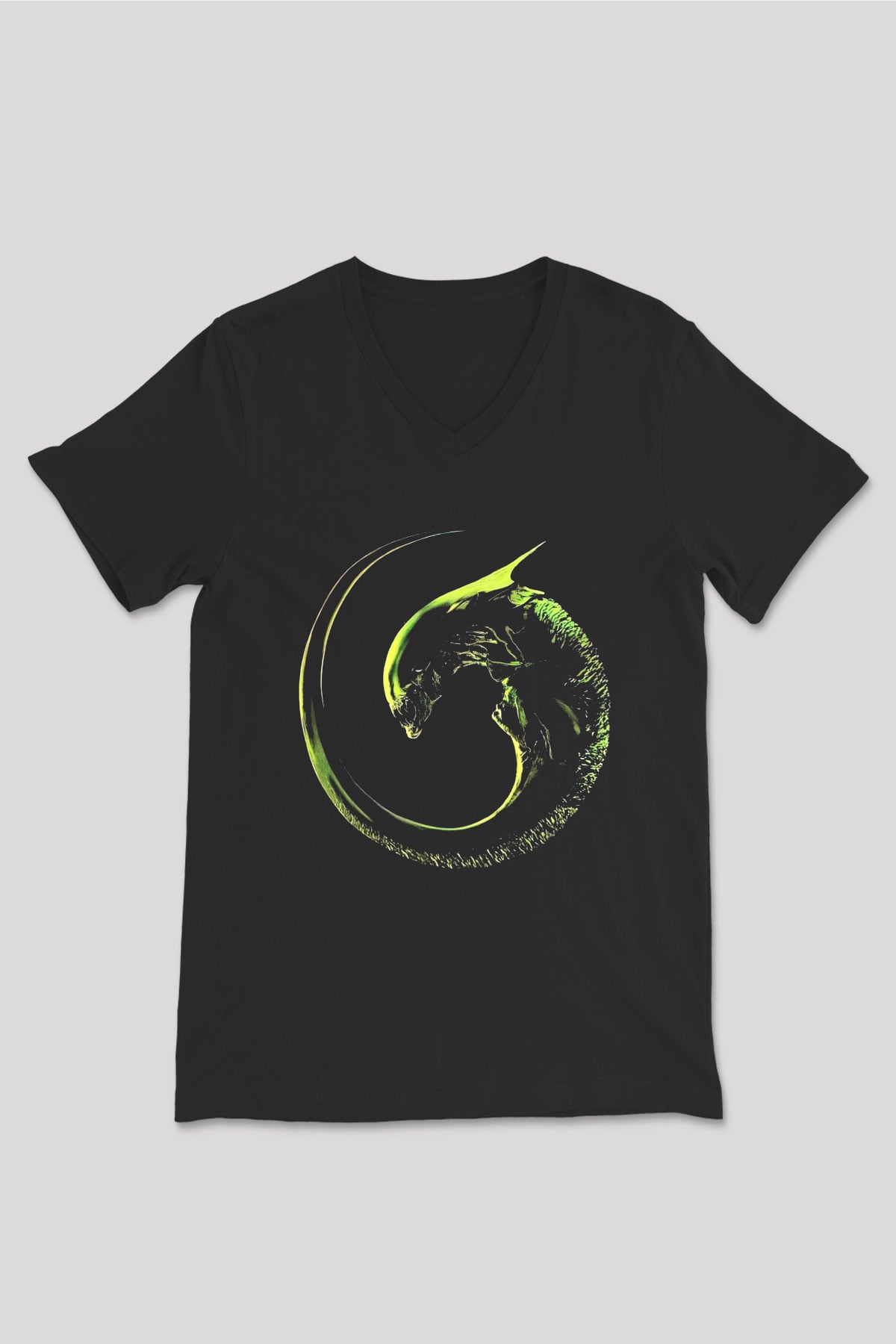 Alien Siyah Unisex V Yaka Tişört T-Shirt