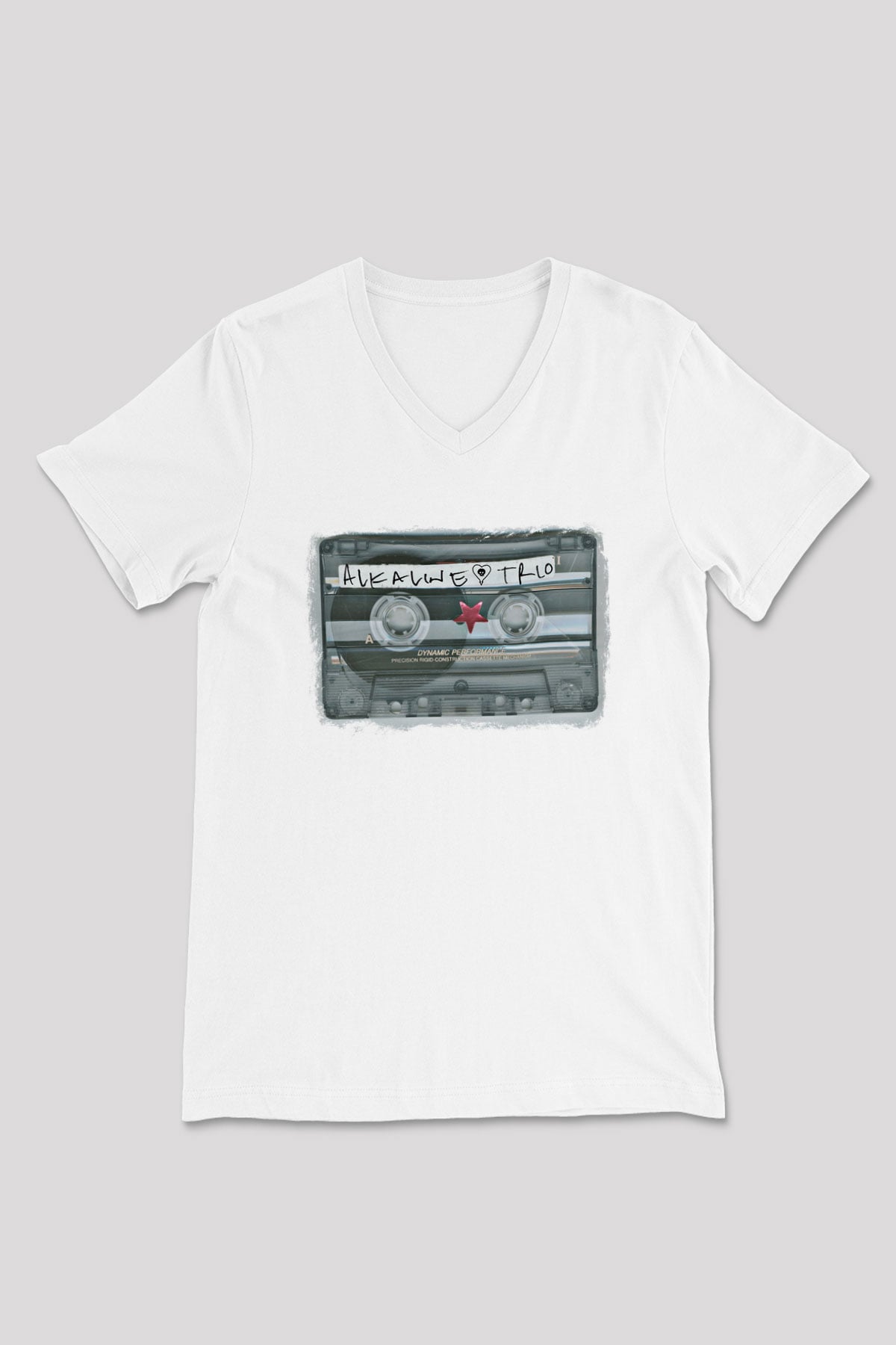 Alkaline Trio Baskılı Unisex Beyaz V Yaka Tişört