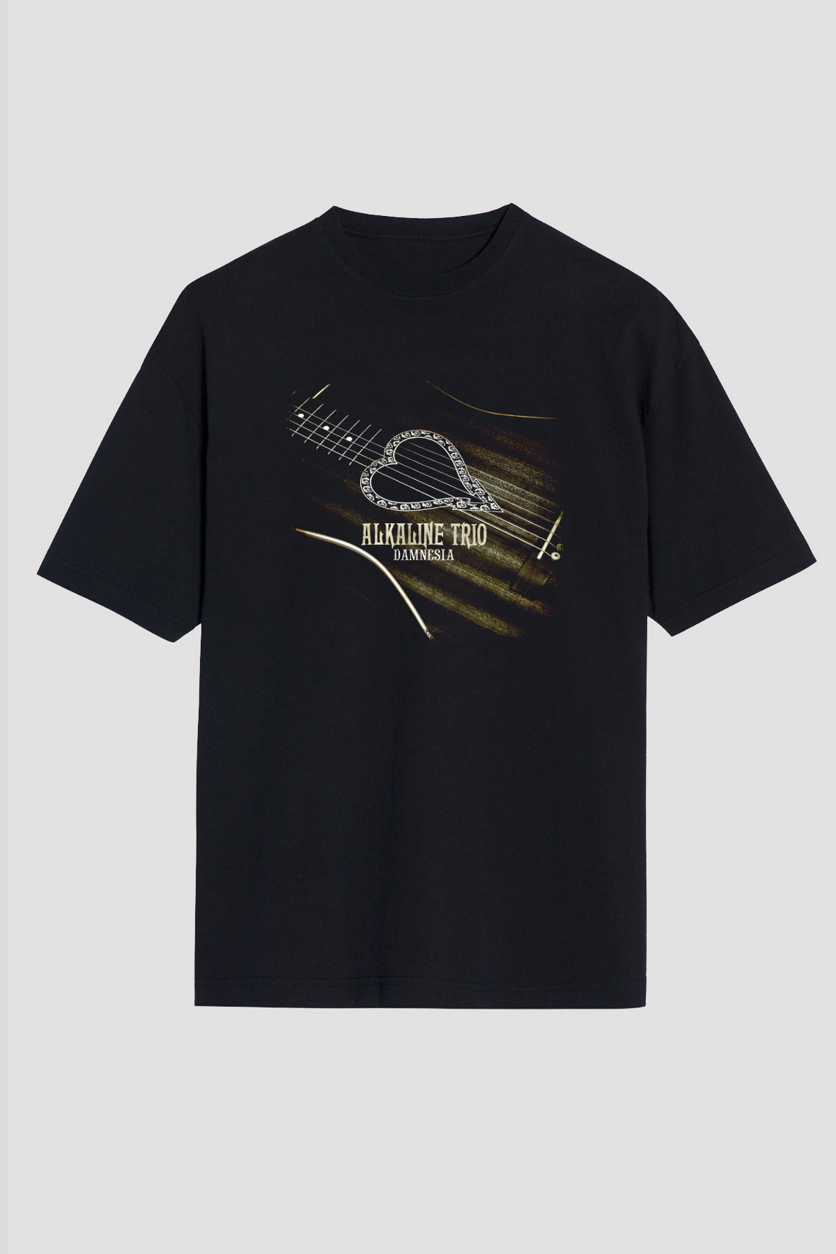 Alkaline Trio Baskılı Unisex Siyah Oversize Tişört
