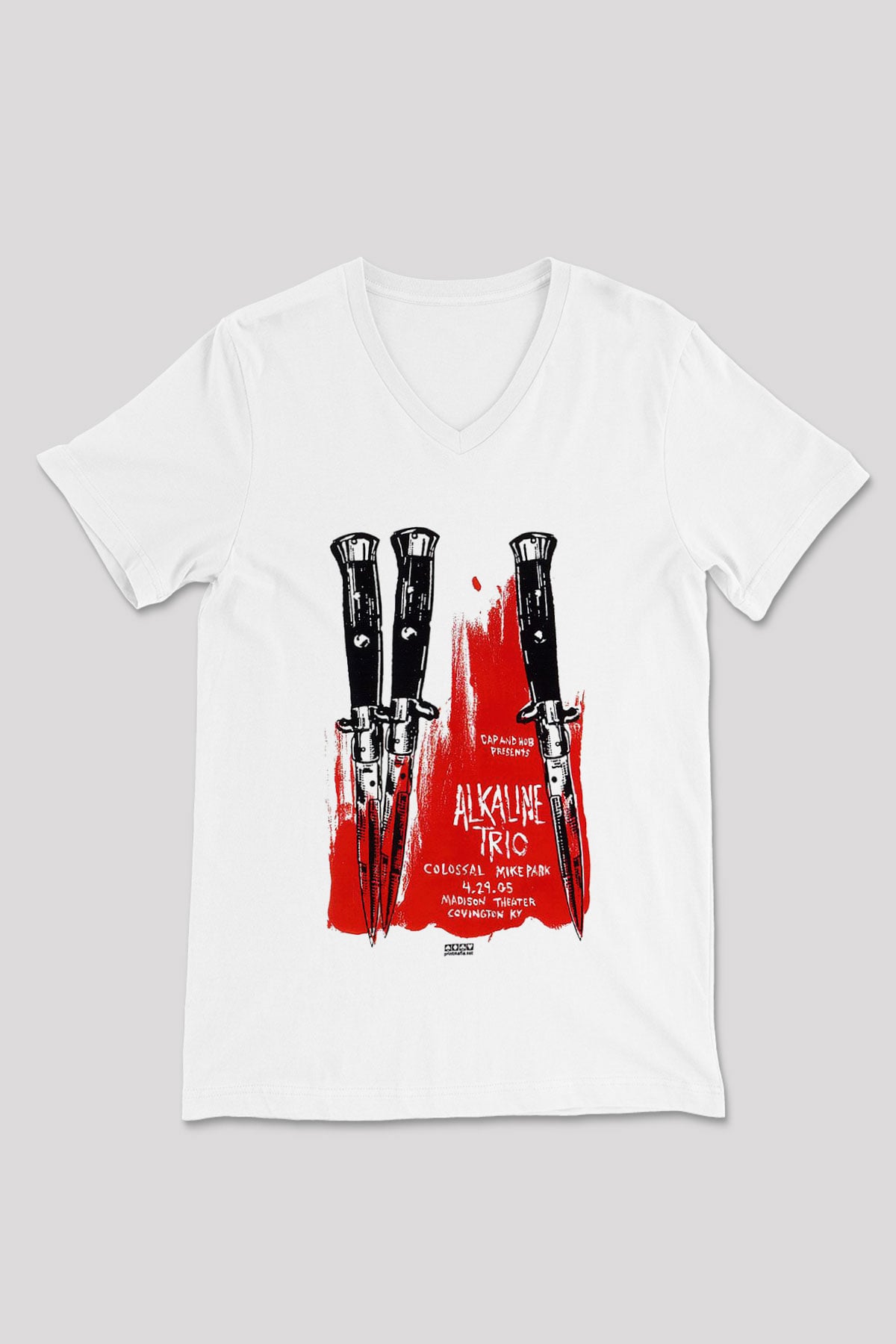 Alkaline Trio Beyaz Unisex V Yaka Tişört T-Shirt