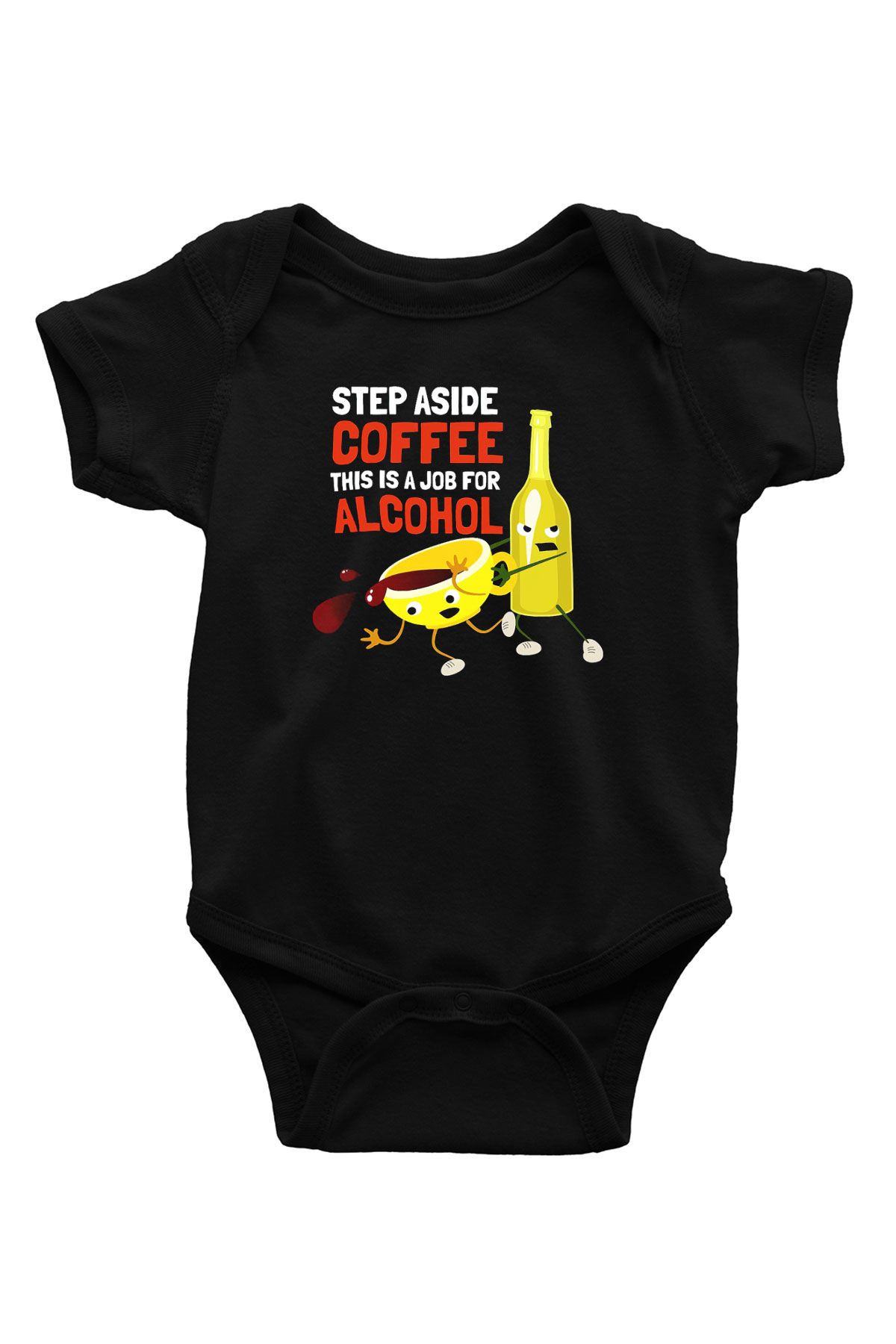 Alkol Baskılı Siyah Bebek Body - Zıbın