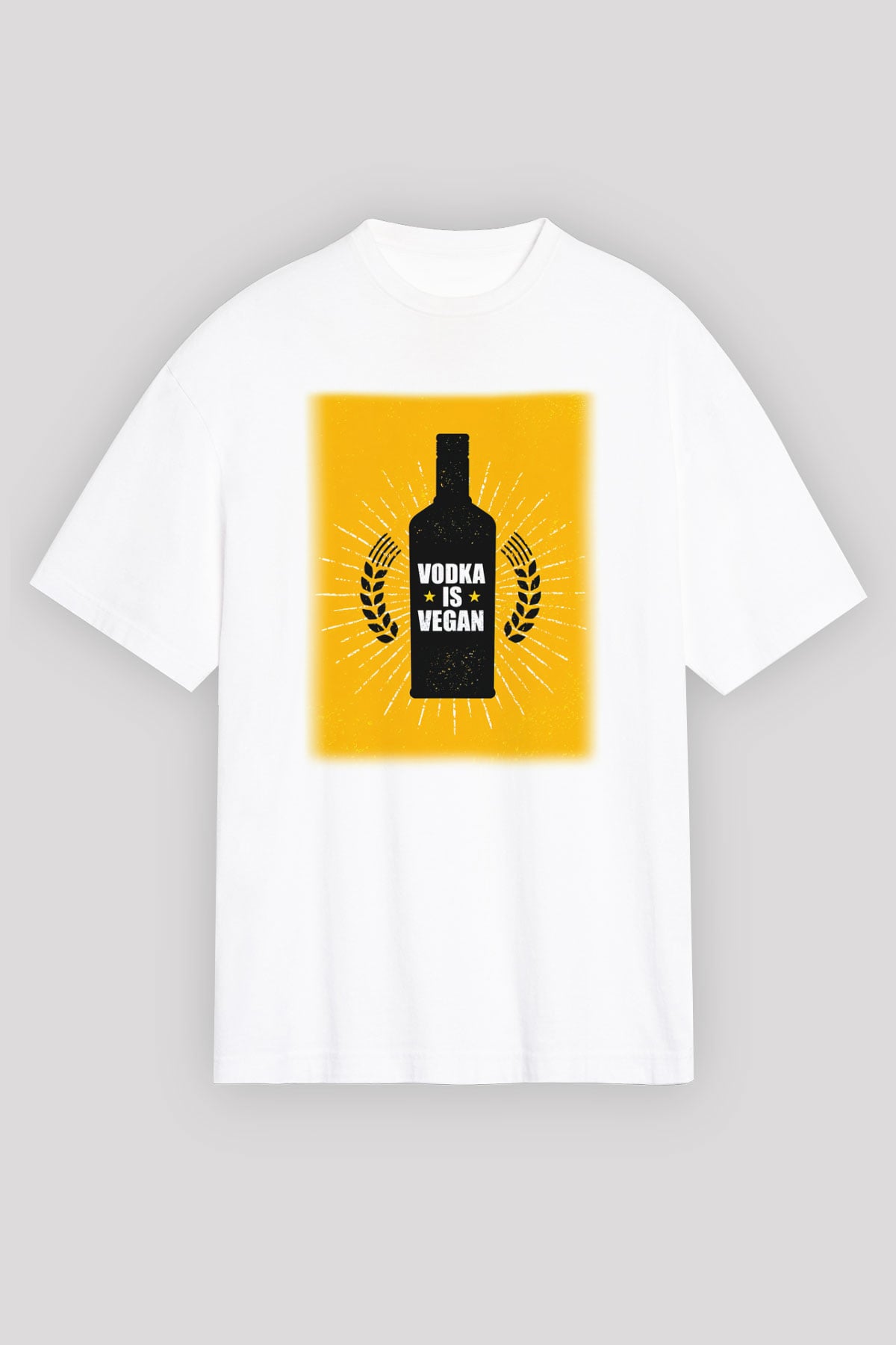 Alkol Beyaz Unisex Oversize Tişört T-Shirt