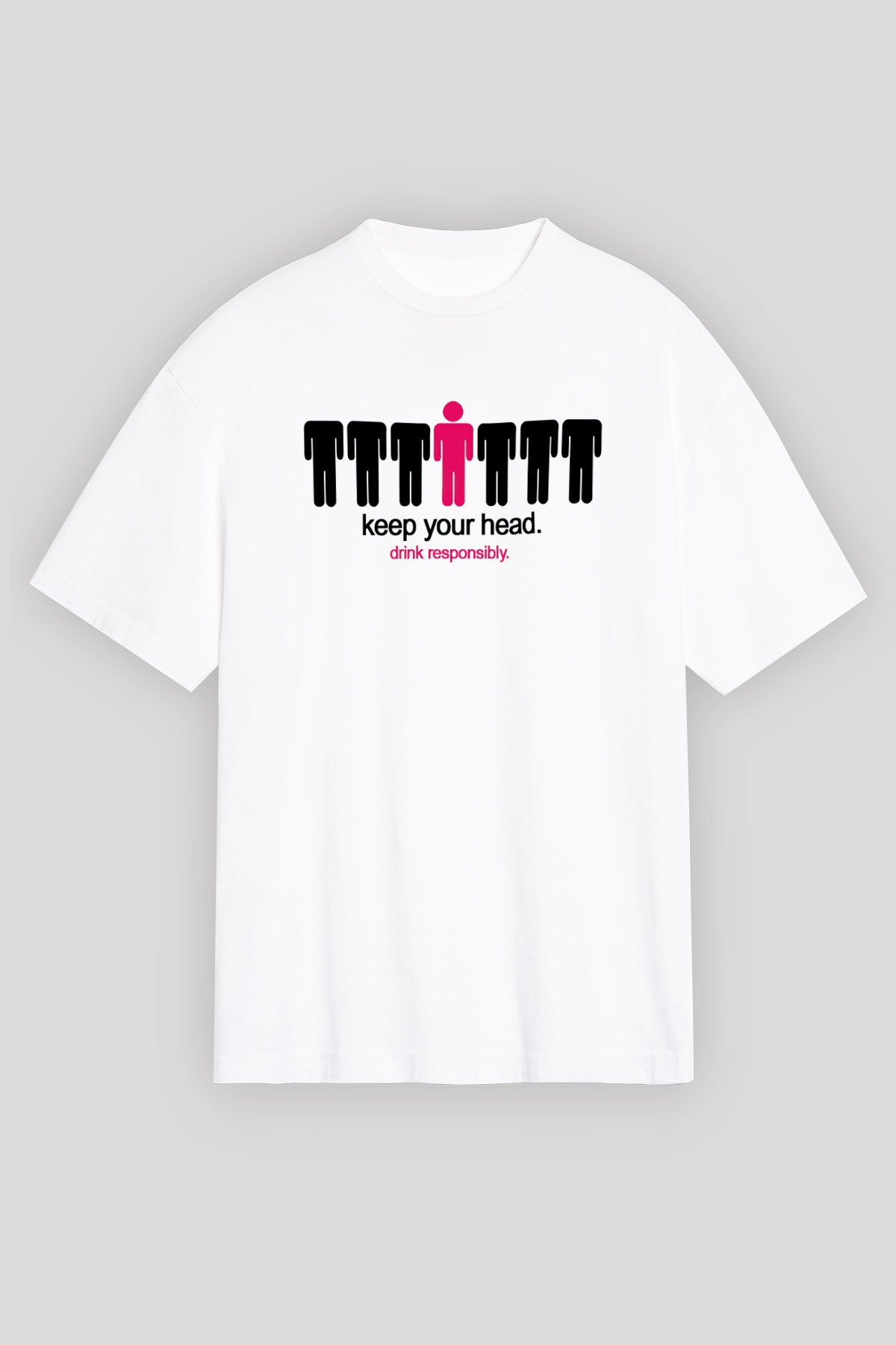 Alkol Beyaz Unisex Oversize Tişört T-Shirt