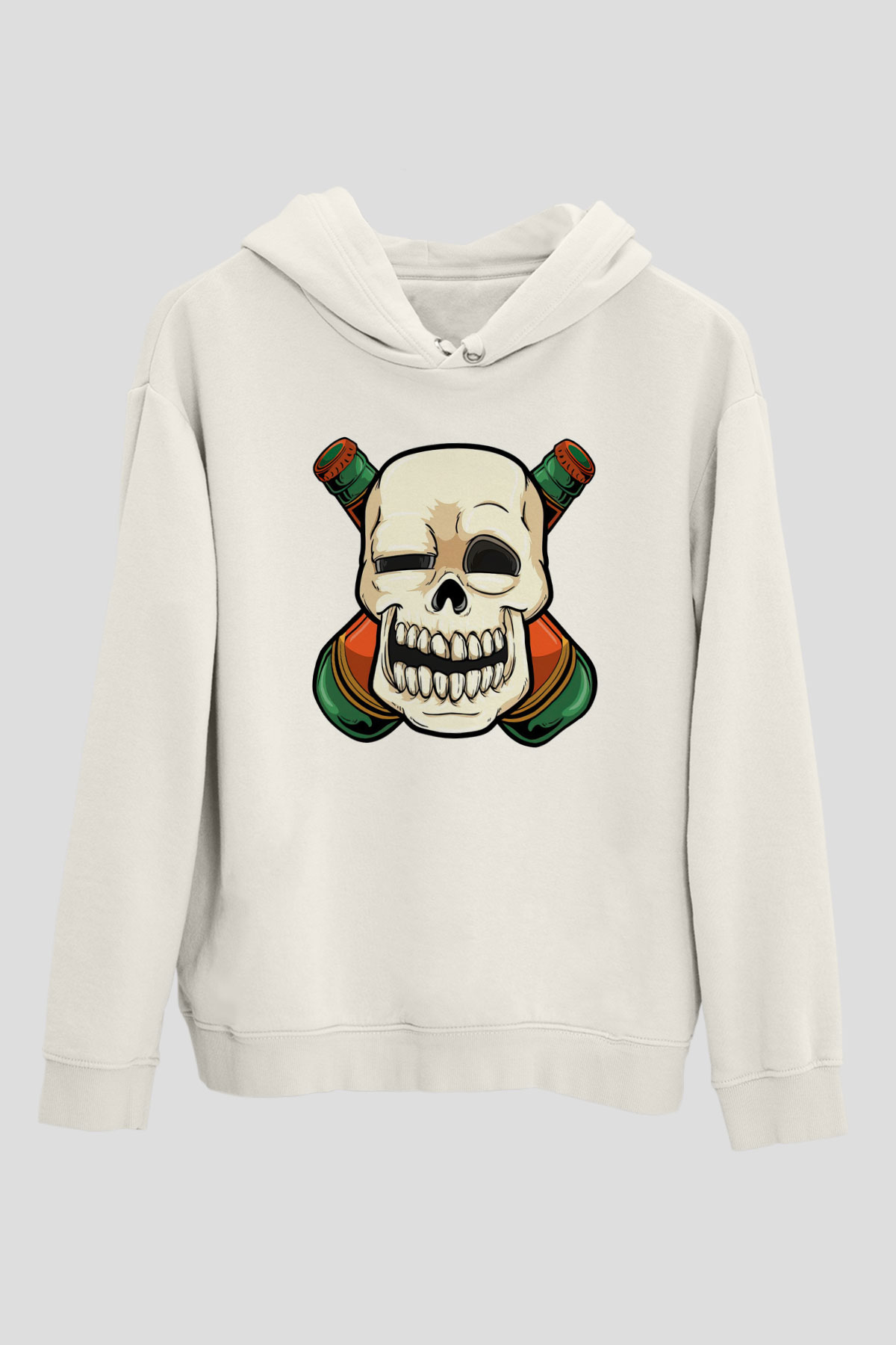 Alkolik Kuru KafaBeyaz  Unisex Hoodie