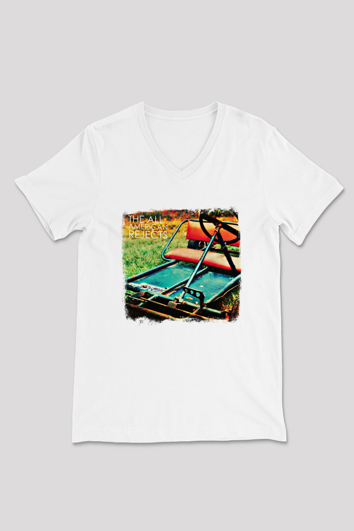 All-American Rejects Baskılı Unisex Beyaz V Yaka Tişört