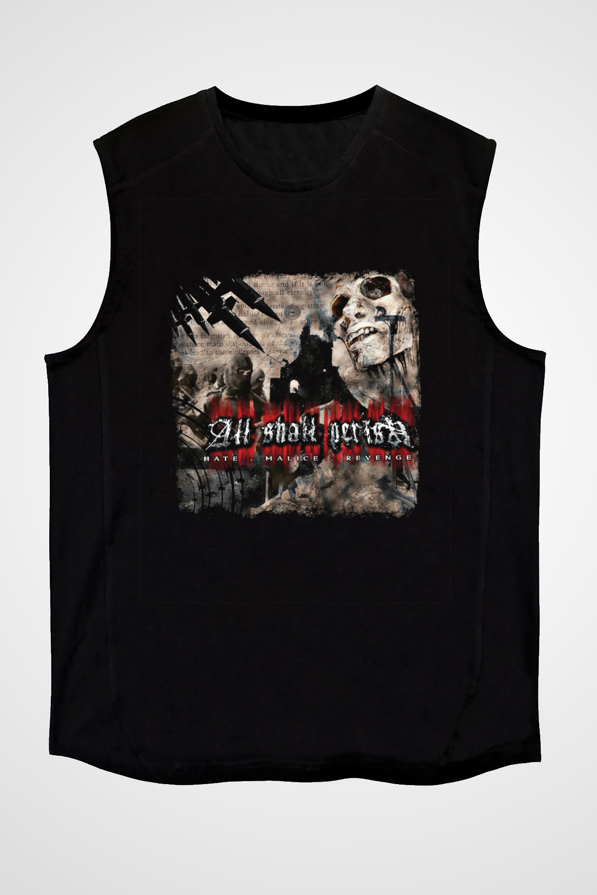 All Shall Perish Baskılı Unisex Siyah Kolsuz Tişört