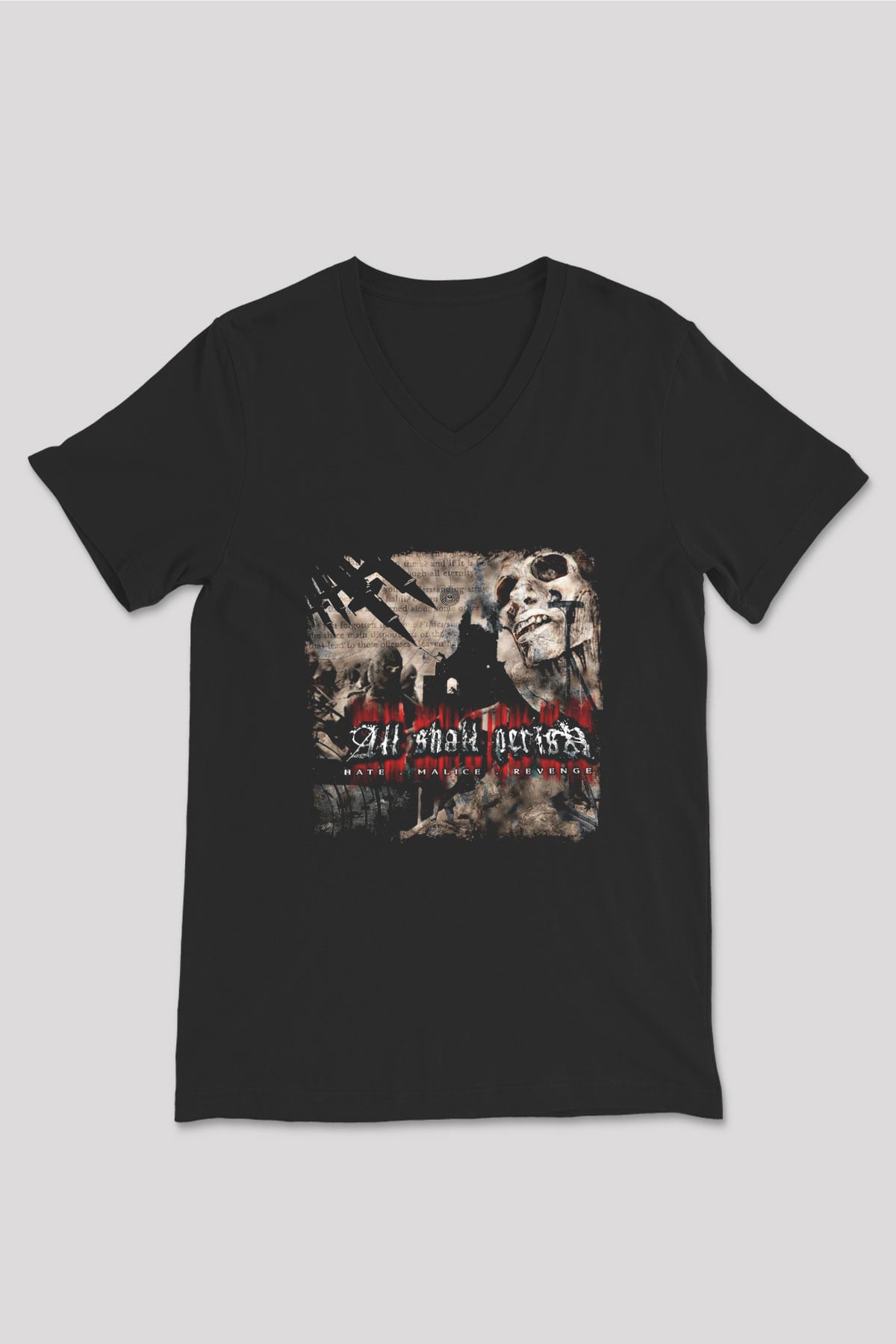 All Shall Perish Baskılı Unisex Siyah V Yaka Tişört