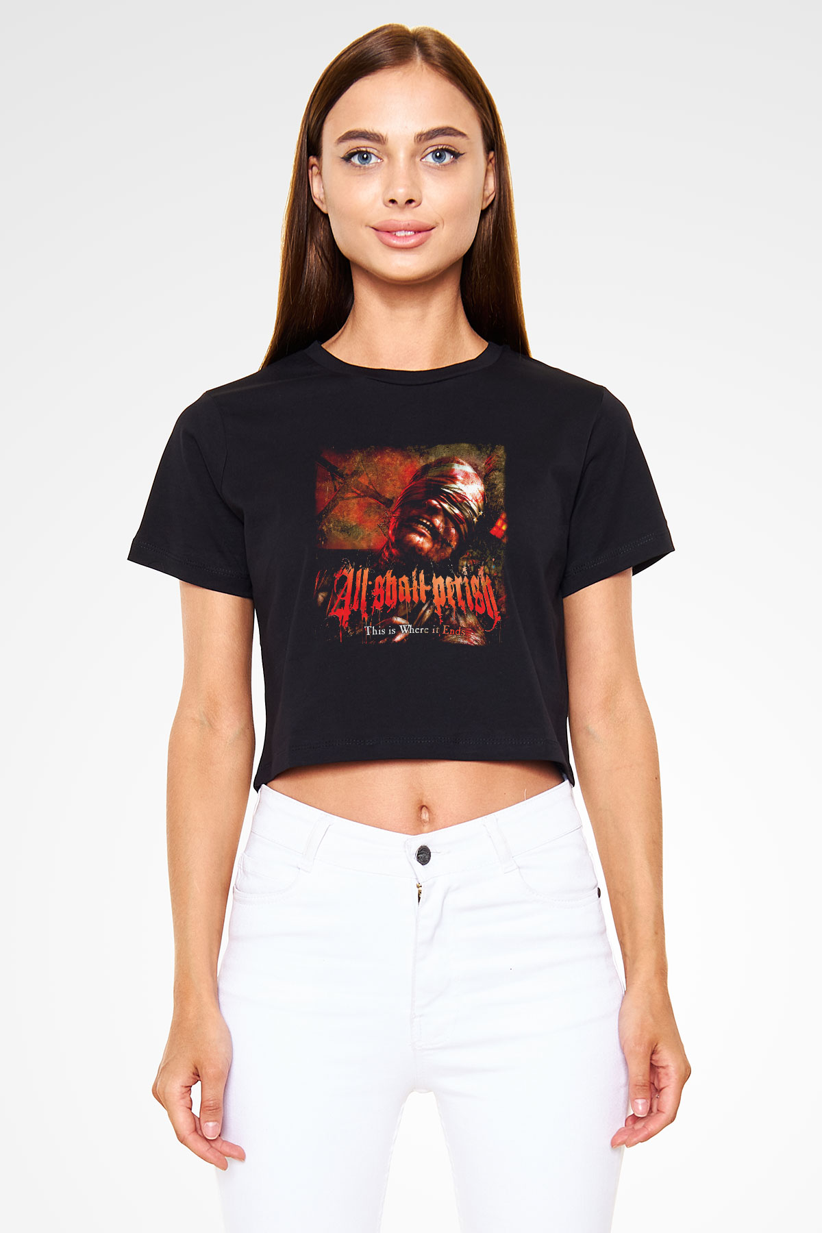 All Shall Perish Siyah Crop Top Tişört