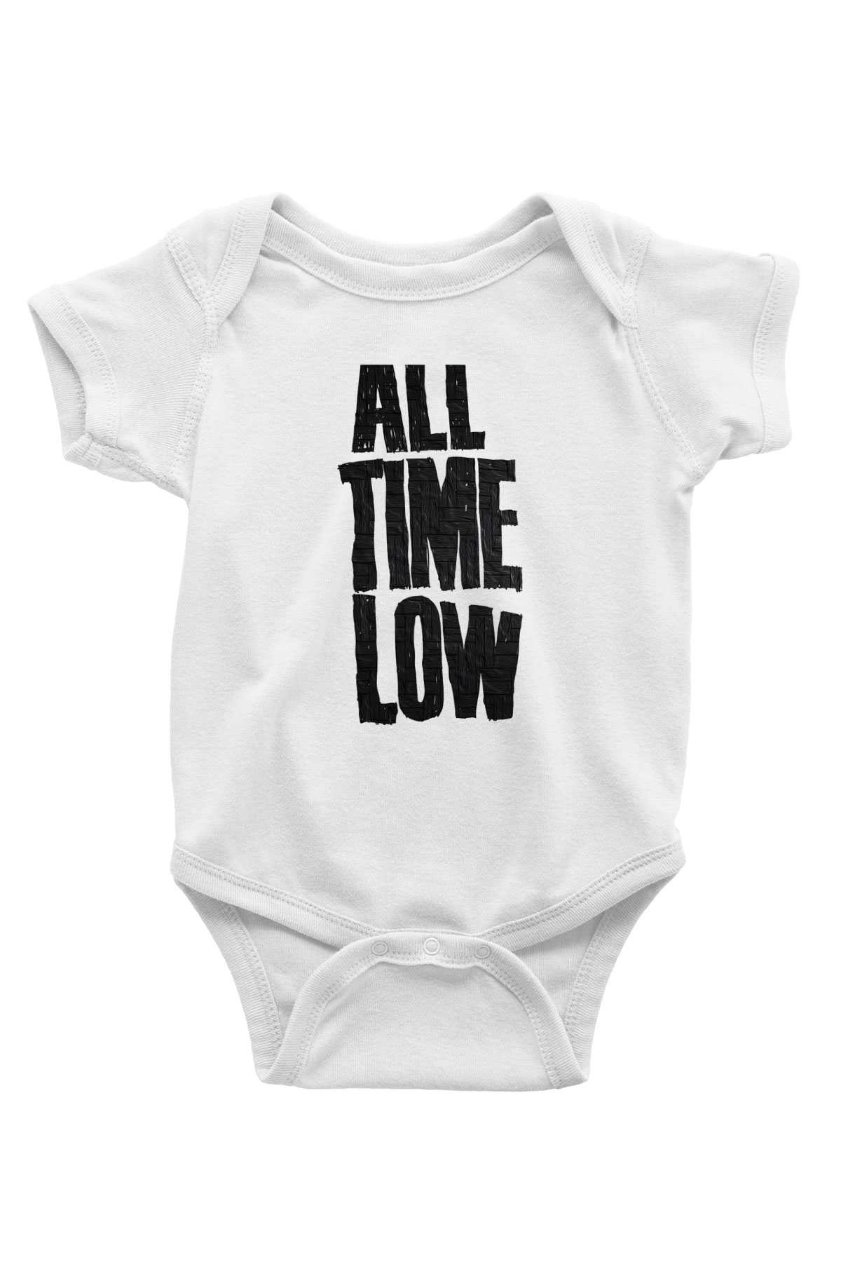 All Time Low Baskılı Beyaz Unisex Bebek Body - Zıbın