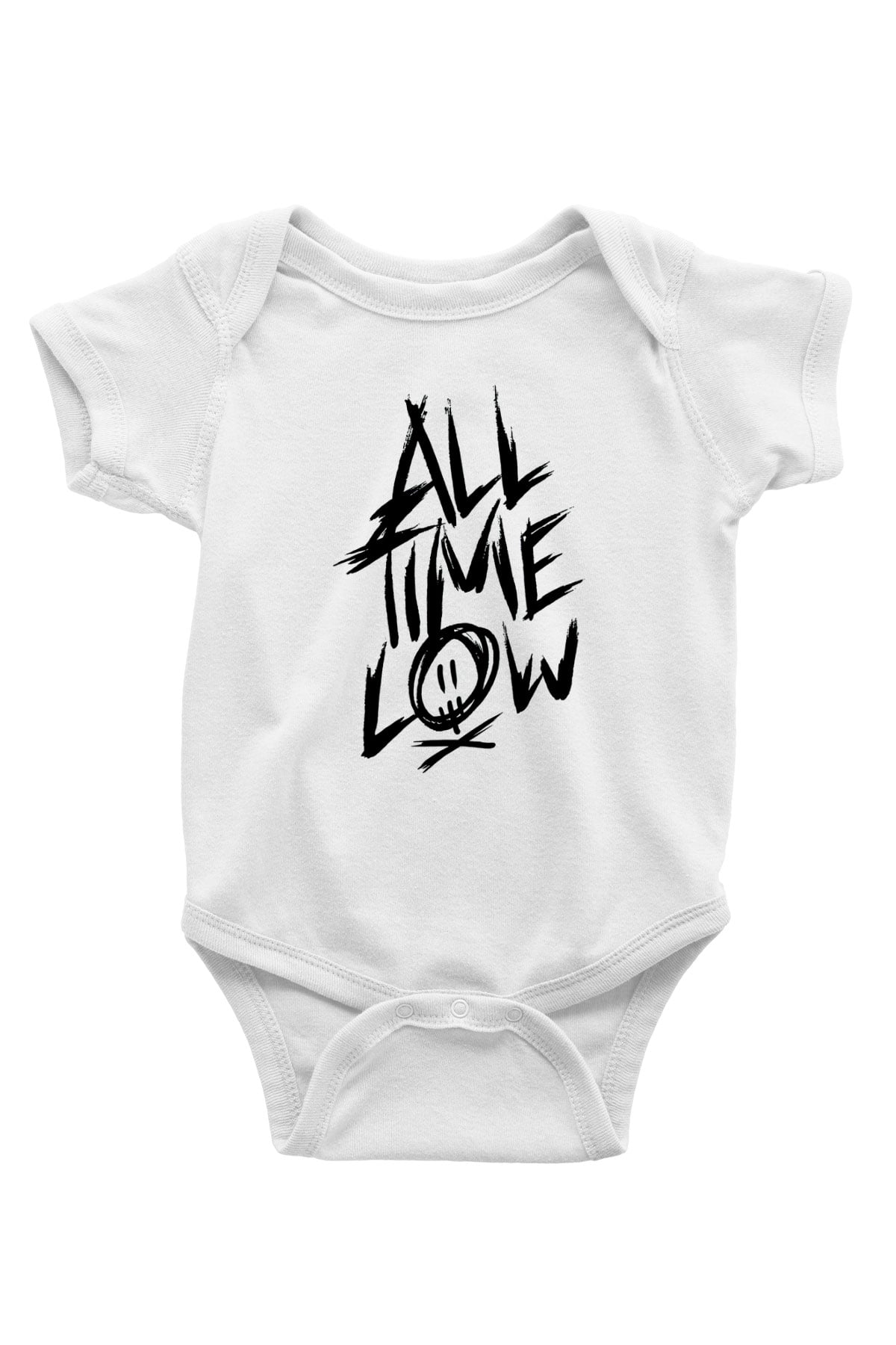 All Time Low Baskılı Beyaz Unisex Bebek Body - Zıbın