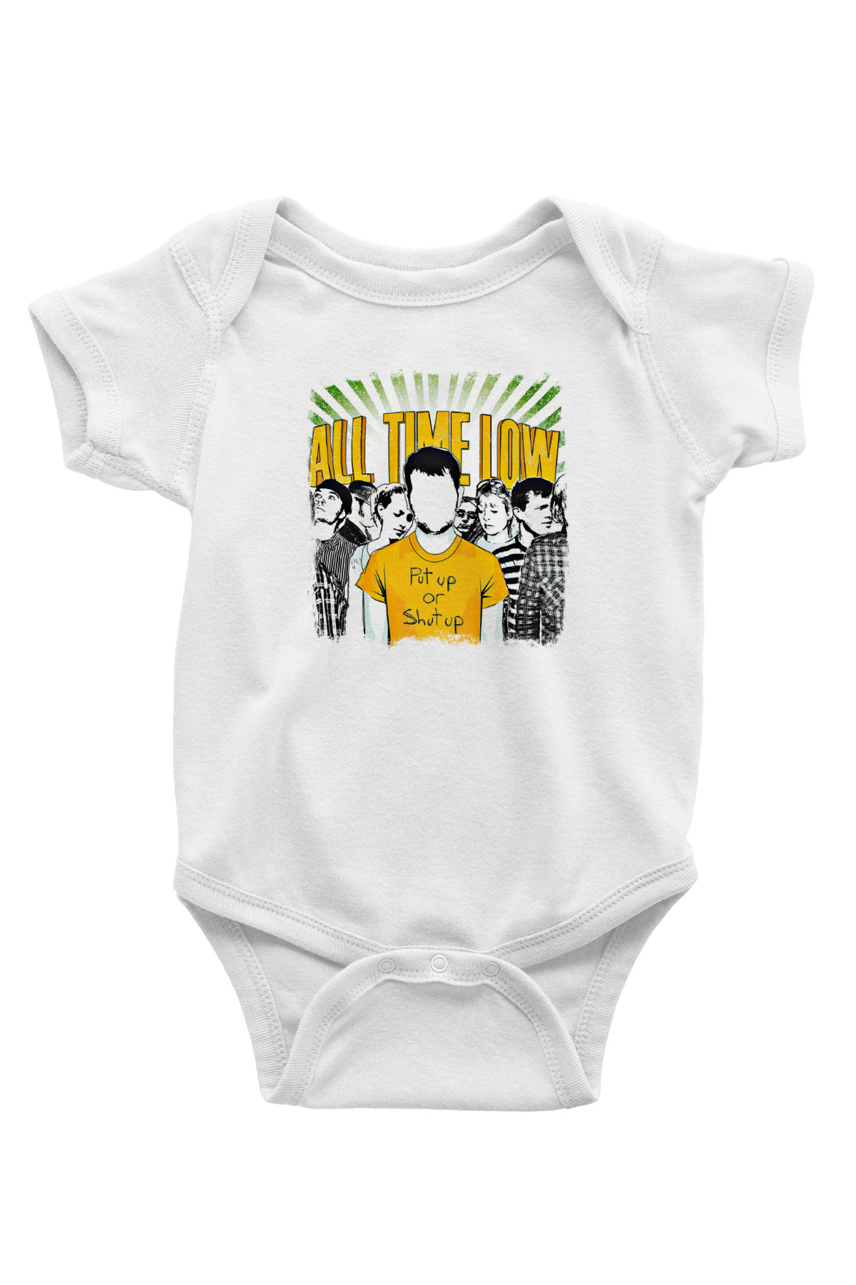 All Time Low Baskılı Unisex Beyaz Bebek Body - Zıbın