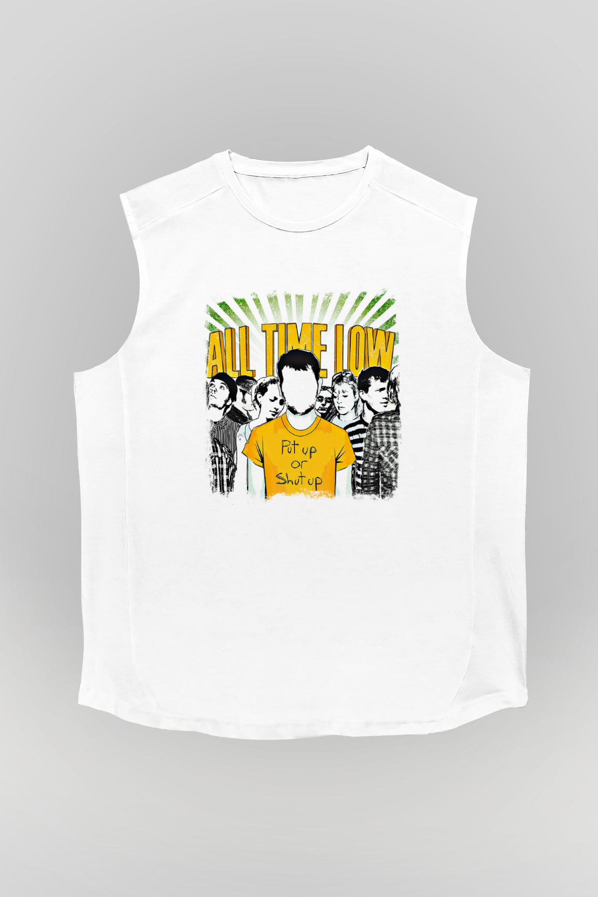 All Time Low Baskılı Unisex Beyaz Kolsuz Tişört