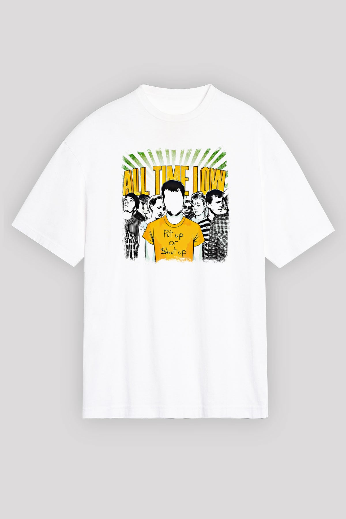 All Time Low Baskılı Unisex Beyaz Oversize Tişört
