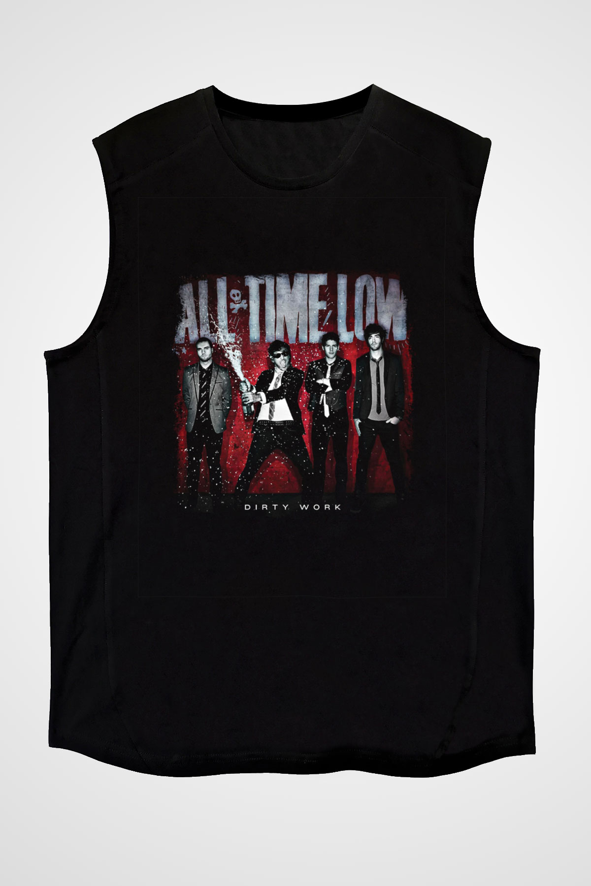 All Time Low Baskılı Unisex Siyah Kolsuz Tişört