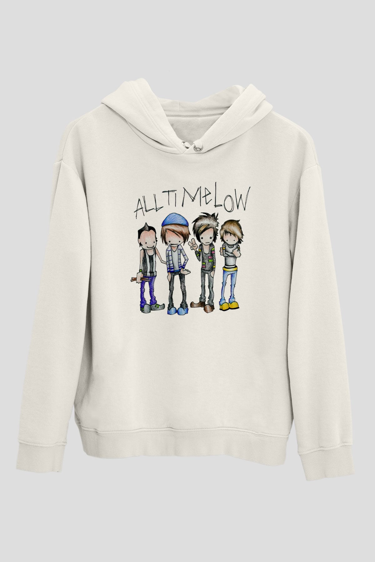 All Time Low Beyaz Unisex Kapüşonlu Sweatshirt