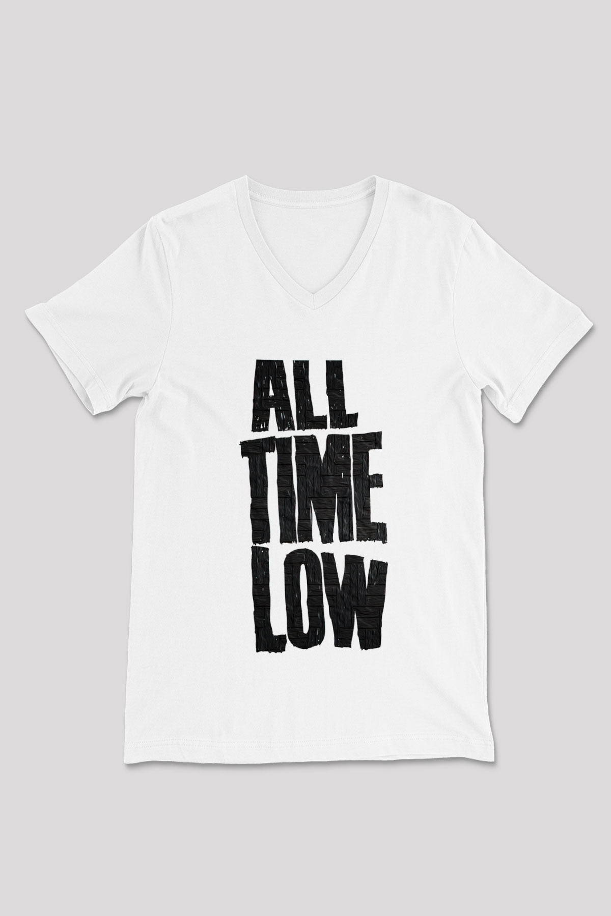 All Time Low Beyaz Unisex V Yaka Tişört T-Shirt