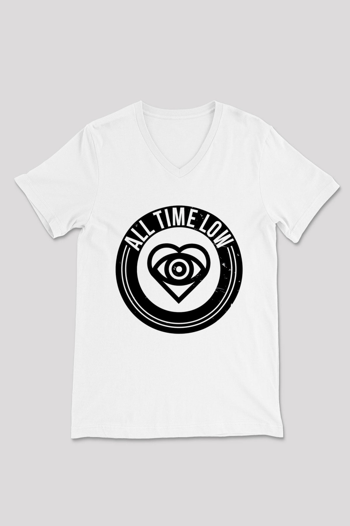 All Time Low Beyaz Unisex V Yaka Tişört