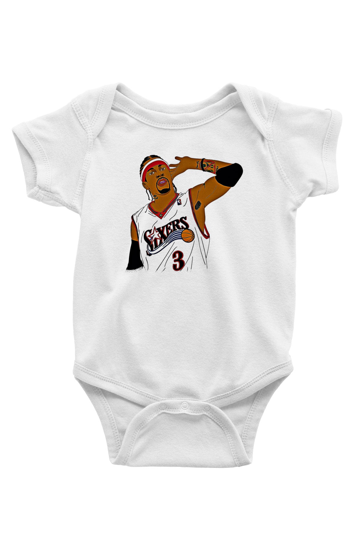 Allen Iverson Baskılı Beyaz Unisex Bebek Body - Zıbın