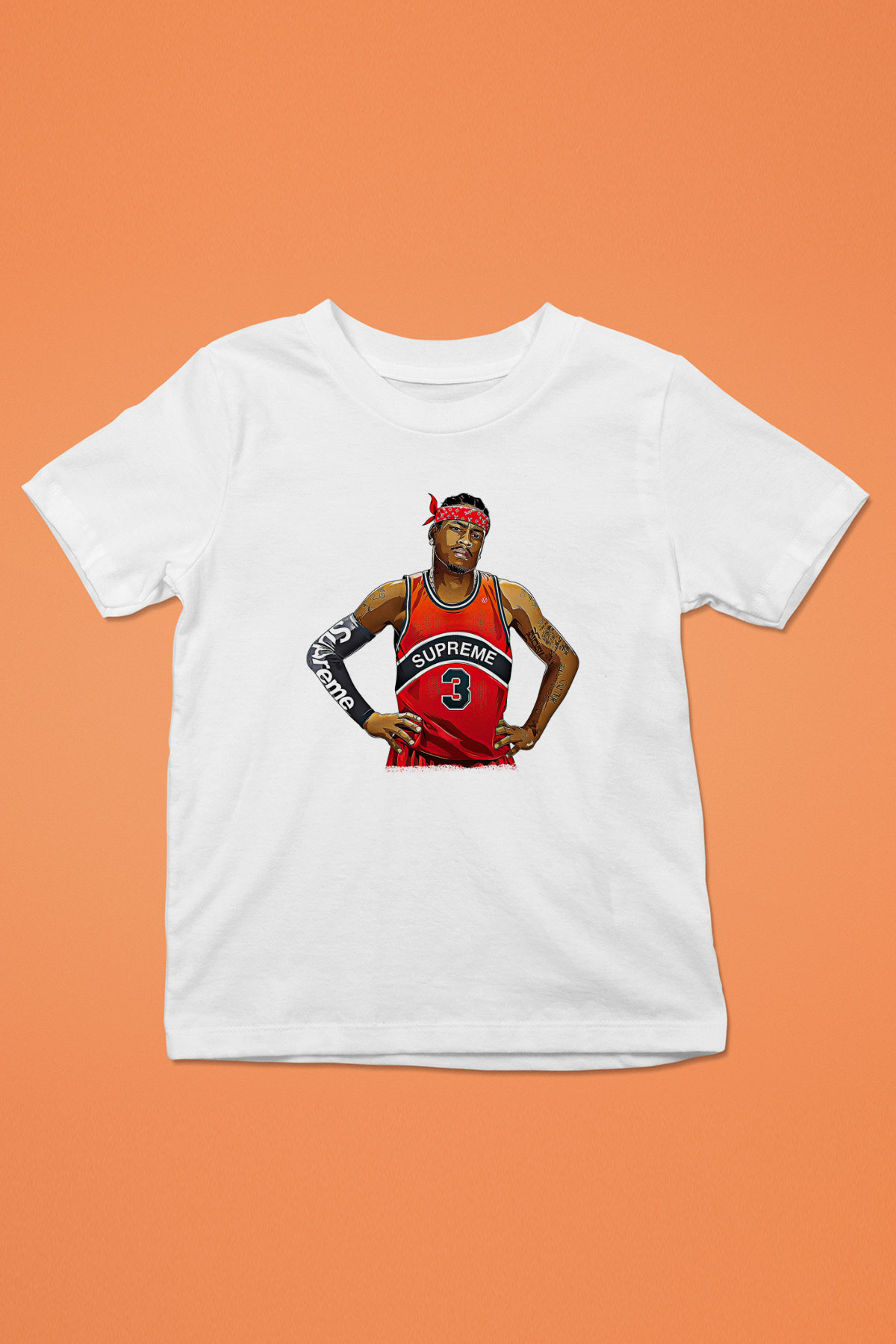 Allen Iverson Baskılı Beyaz Unisex Beyaz Çocuk Tişört - Tshirt