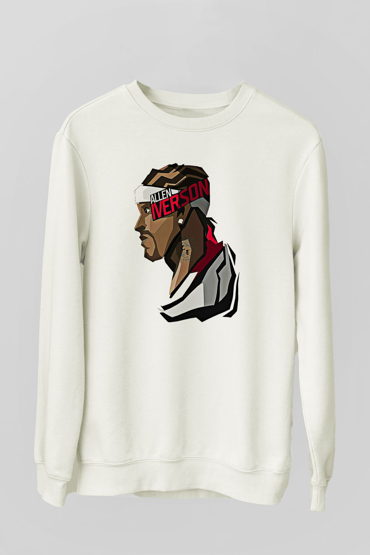Allen Iverson Baskılı Beyaz Unisex Sweatshirt
