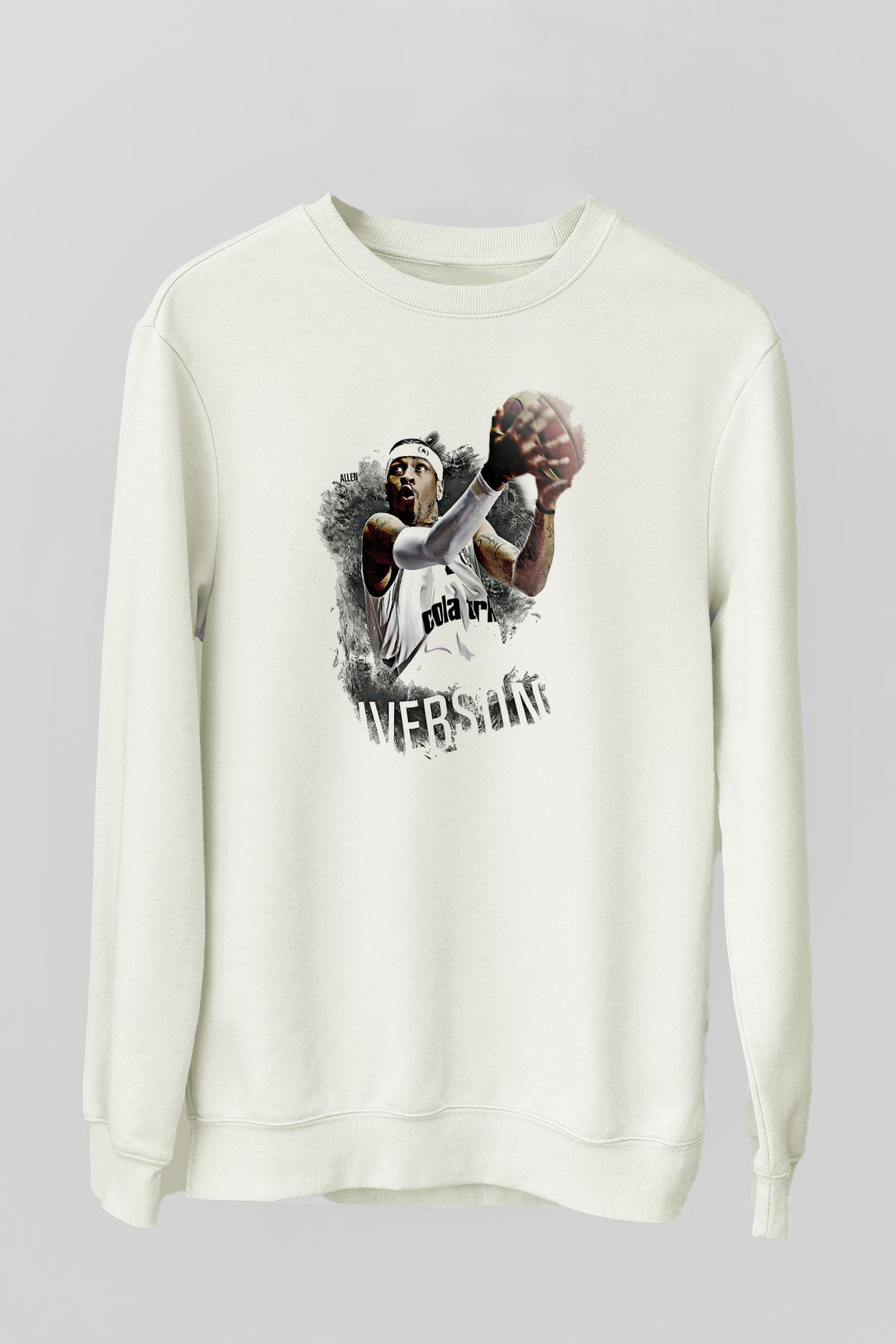 Allen Iverson Baskılı Beyaz Unisex Sweatshirt