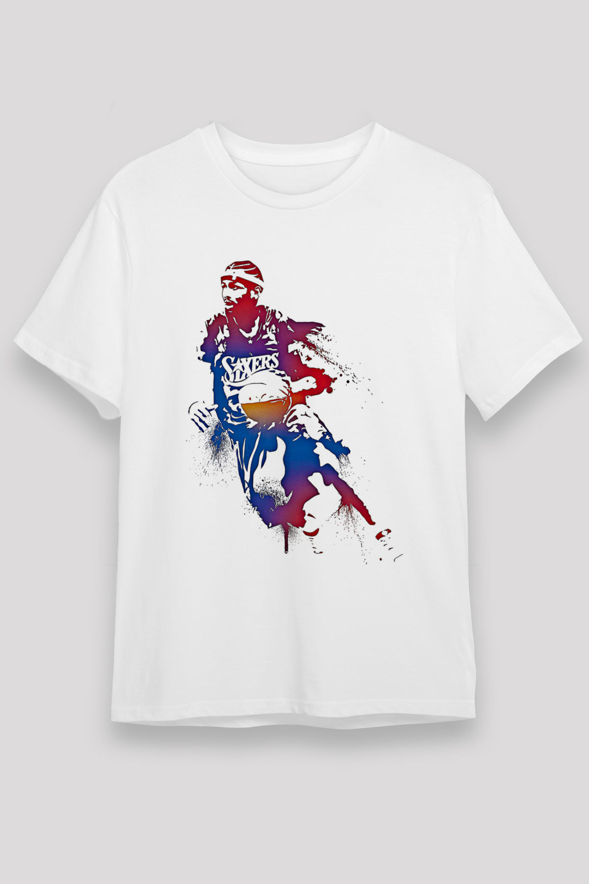 Allen Iverson Baskılı Unisex Beyaz Tişört - Tshirt