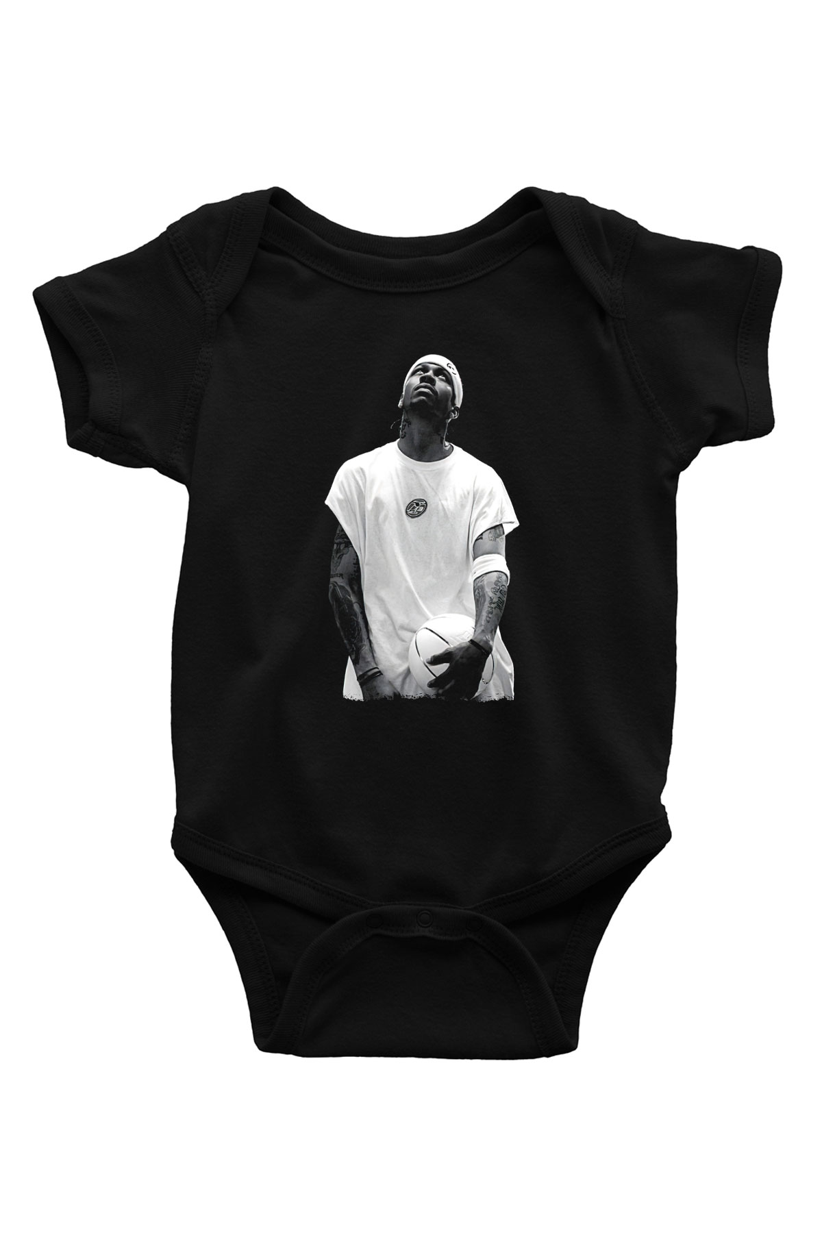 Allen Iverson Baskılı Unisex Siyah Bebek Body - Zıbın
