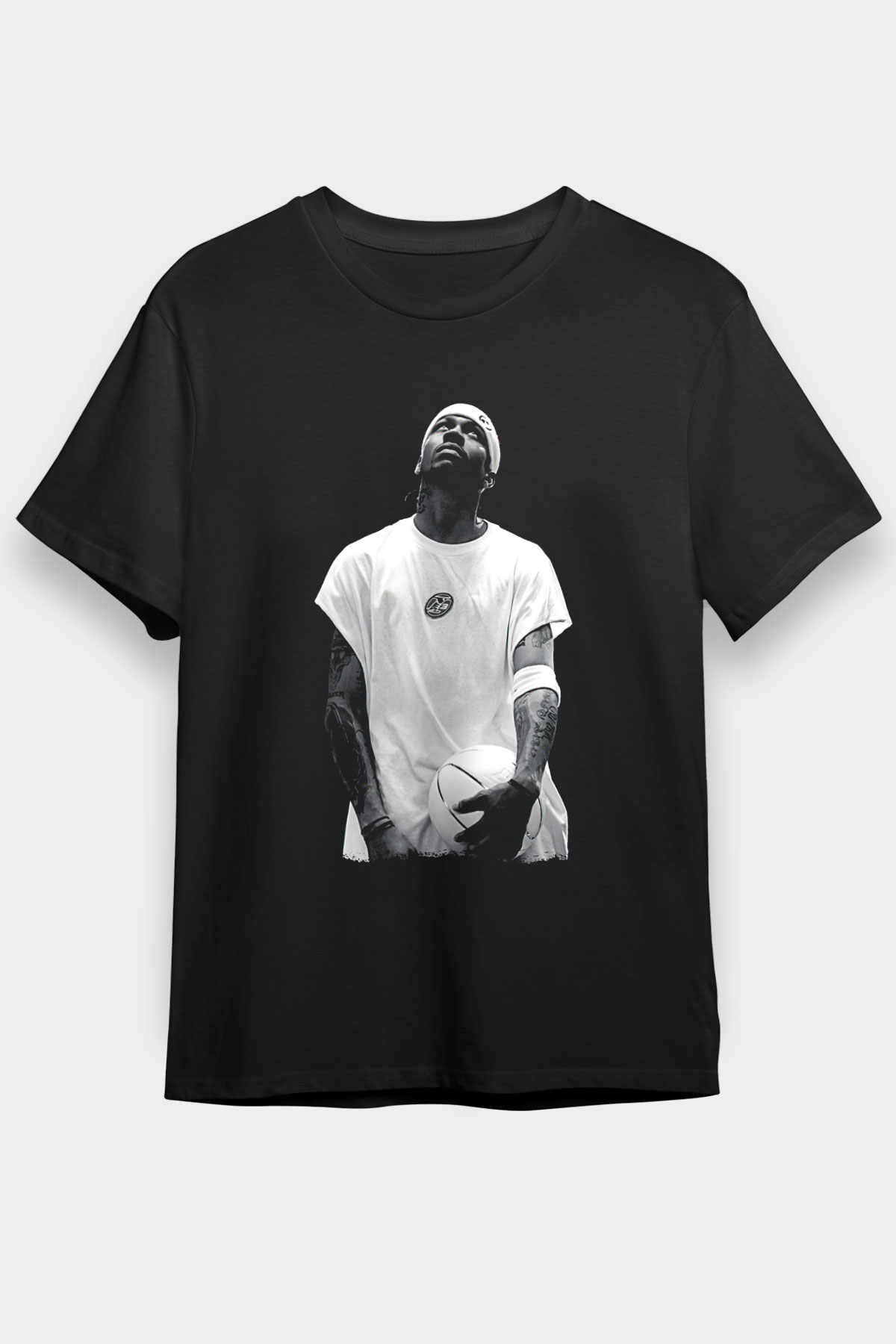 Allen Iverson Baskılı Unisex Siyah Tişört - Tshirt