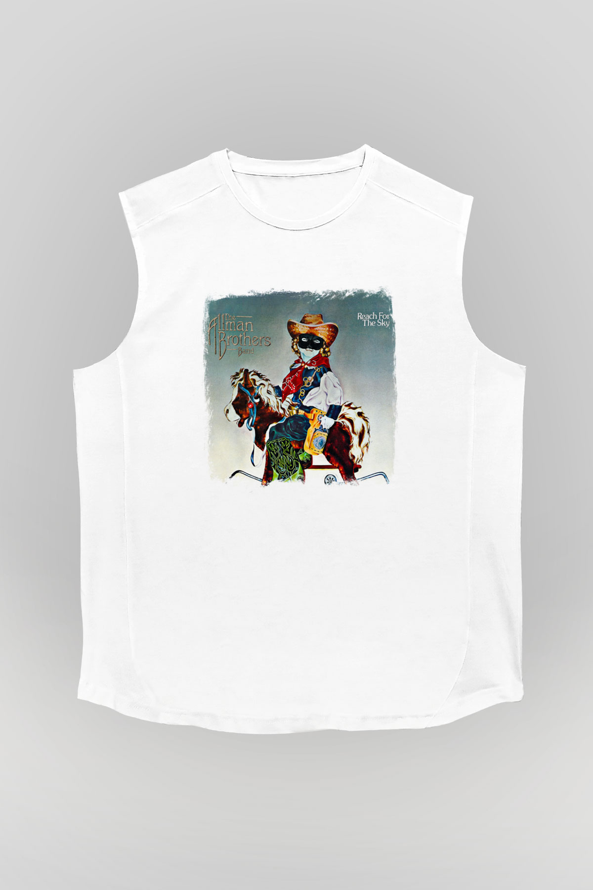 Allman Brothers Band Baskılı Unisex Beyaz Kolsuz Tişört