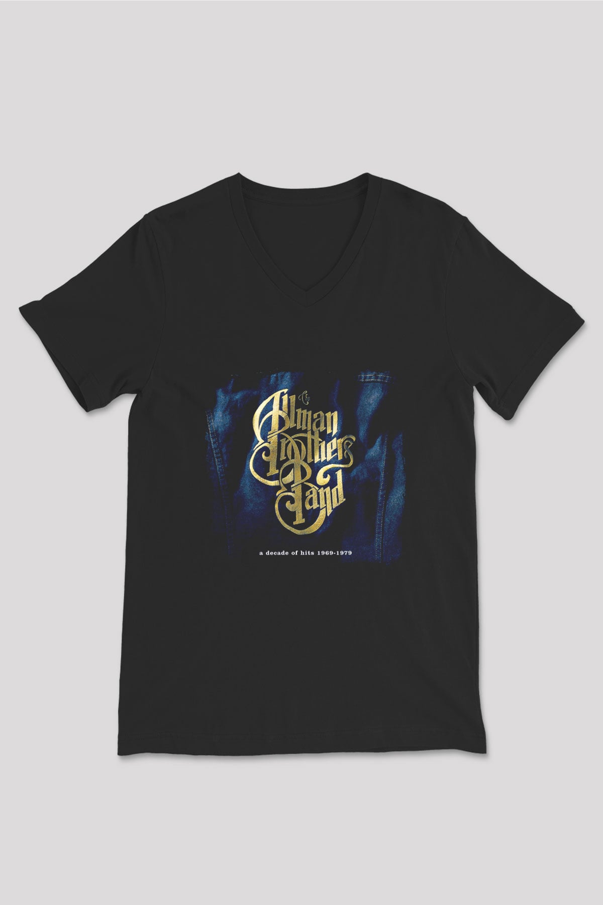 Allman Brothers Band Baskılı Unisex Siyah V Yaka Tişört