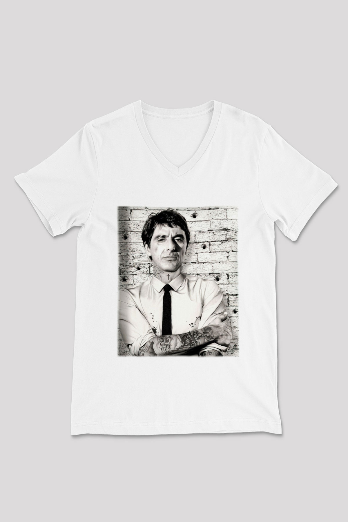 Alpacino Beyaz Unisex V Yaka Tişört T-Shirt