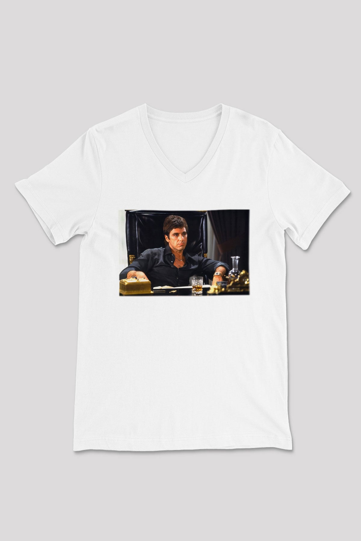 Alpacino Beyaz Unisex V Yaka Tişört T-Shirt