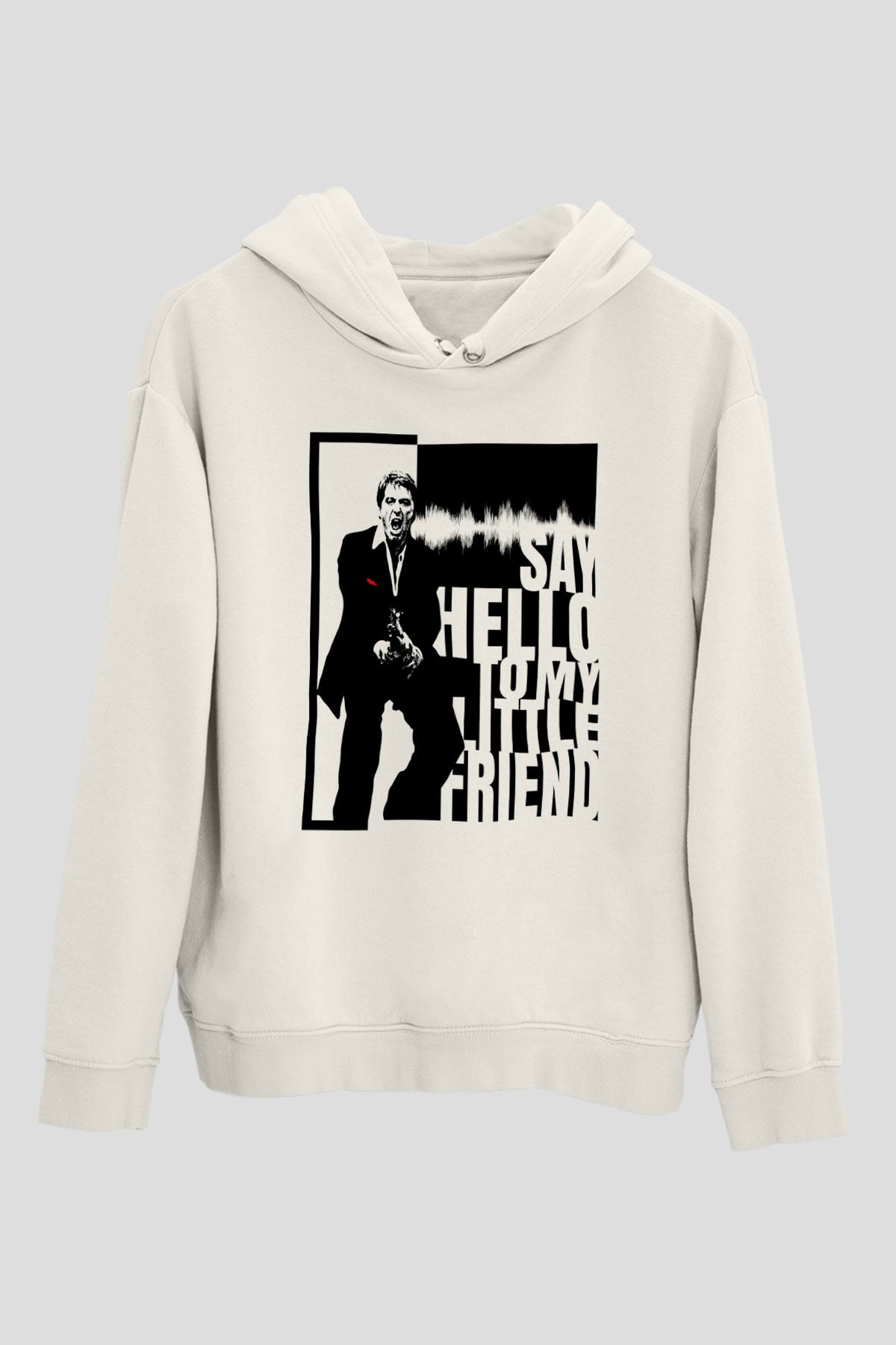 Alpacino Say Hello To My Little Friend Beyaz Unisex Kapüşonlu Sweatshirt