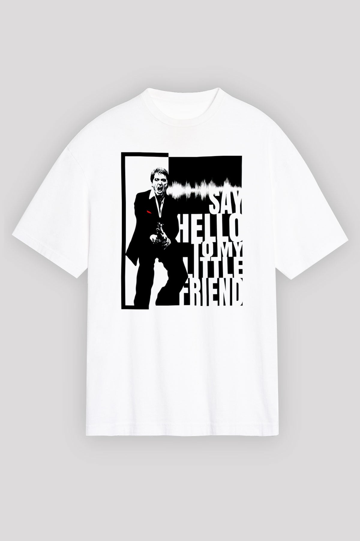 Alpacino Say Hello To My Little Friend Beyaz Unisex Tişört T-Shirt - TişörtFabrikası