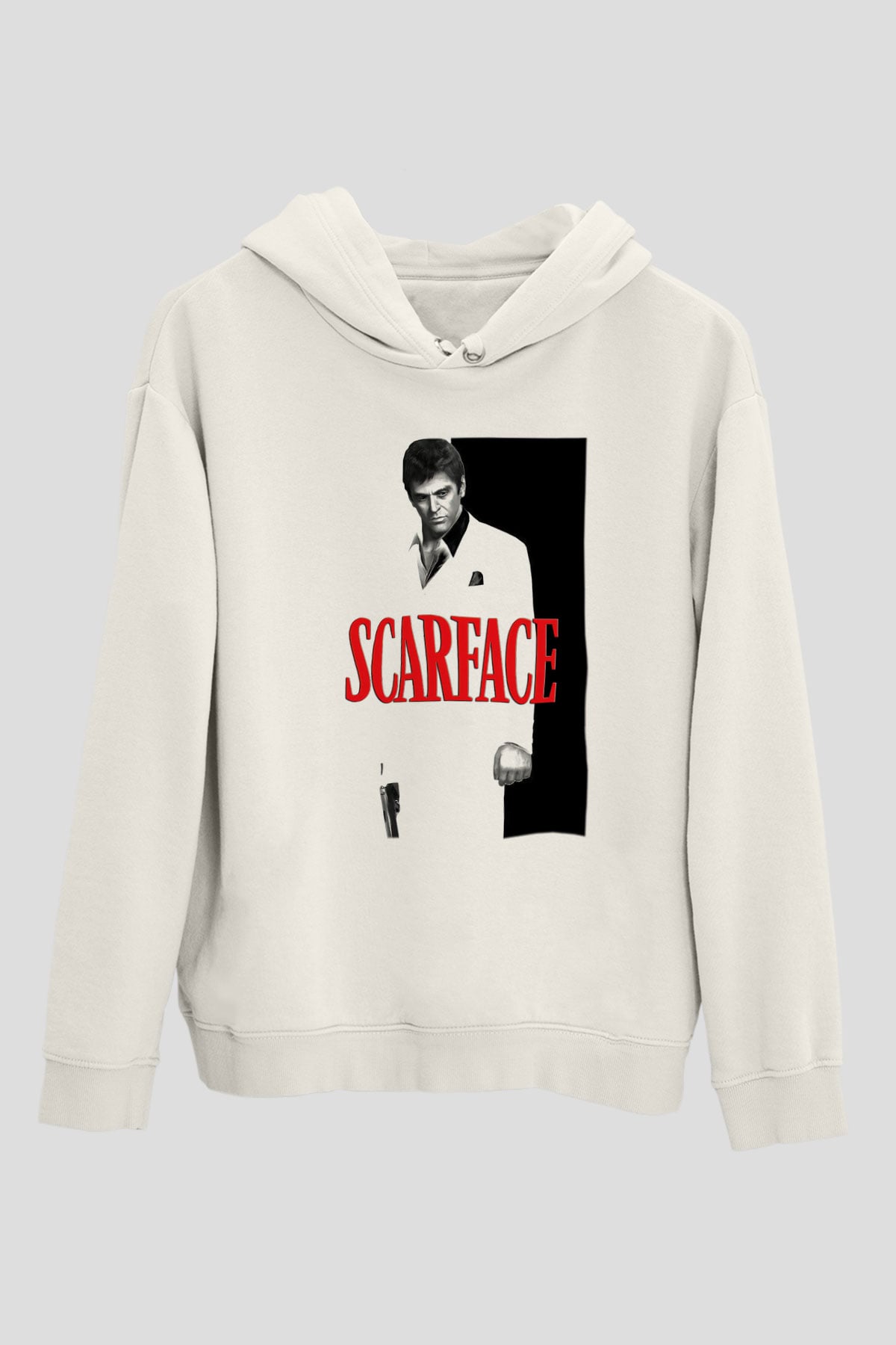 Alpacino Scarface Beyaz Unisex Kapşonlu Sweatshirt