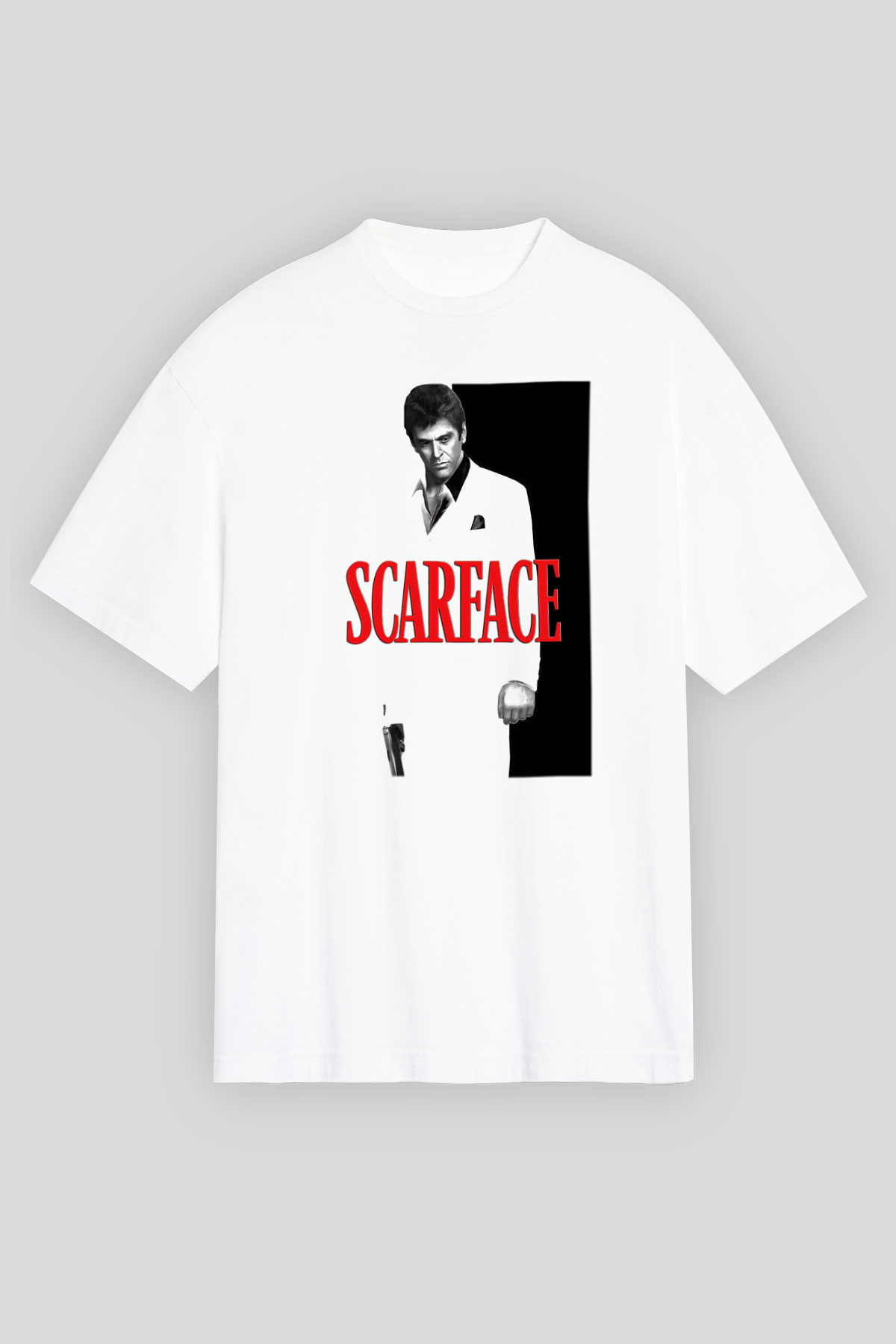 Alpacino Scarface Beyaz Unisex Oversize Tişört T-Shirt