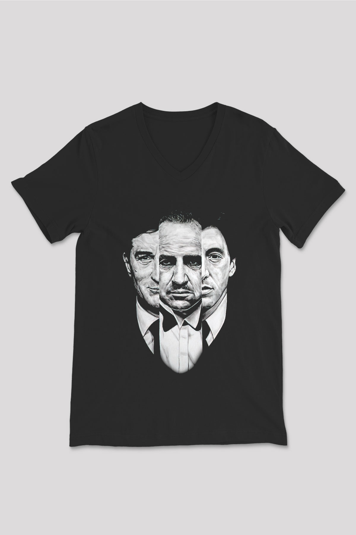 Alpacino The Godfather Siyah Unisex V Yaka Tişört T-Shirt