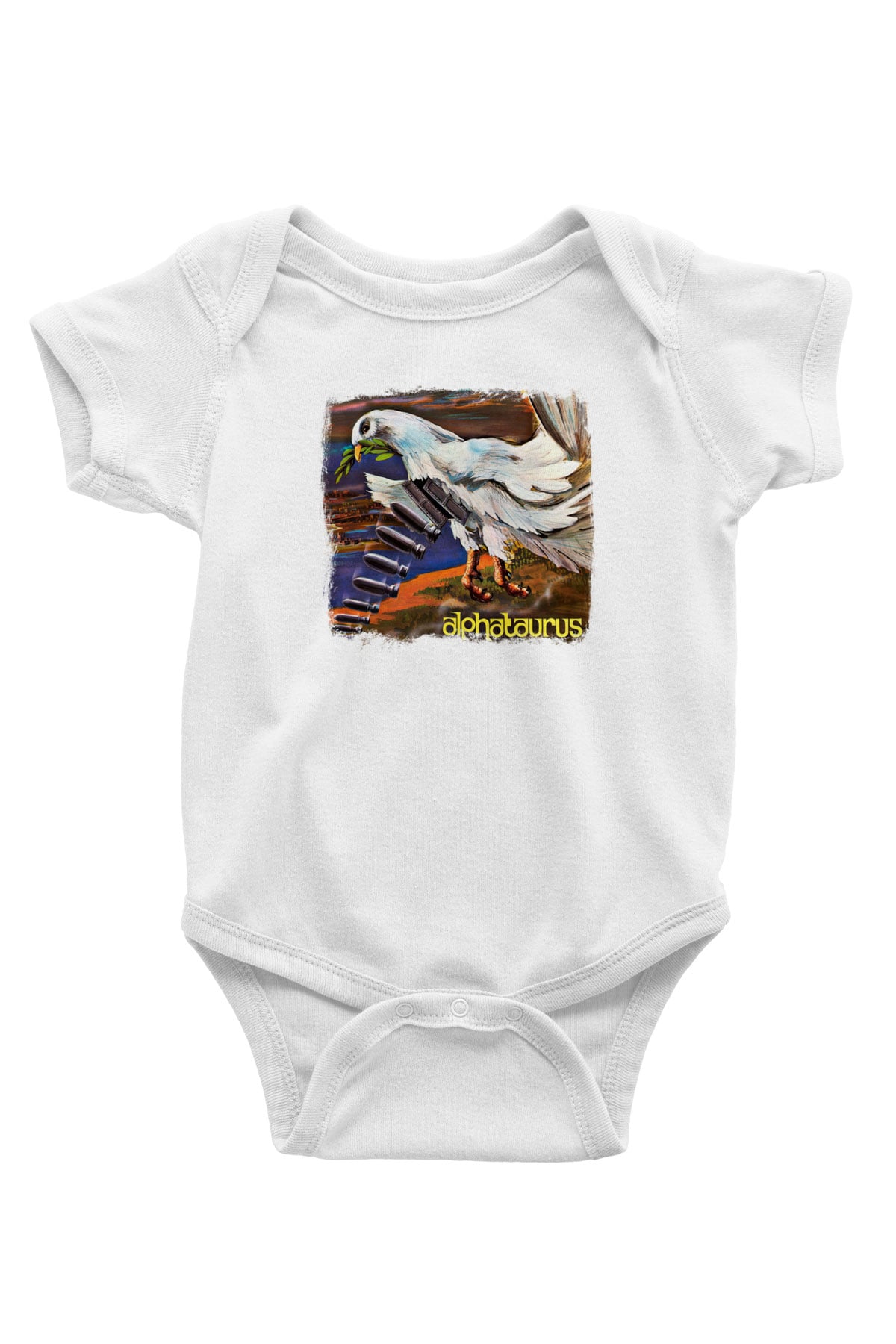 Alphataurus Baskılı Unisex Beyaz Bebek Body - Zıbın