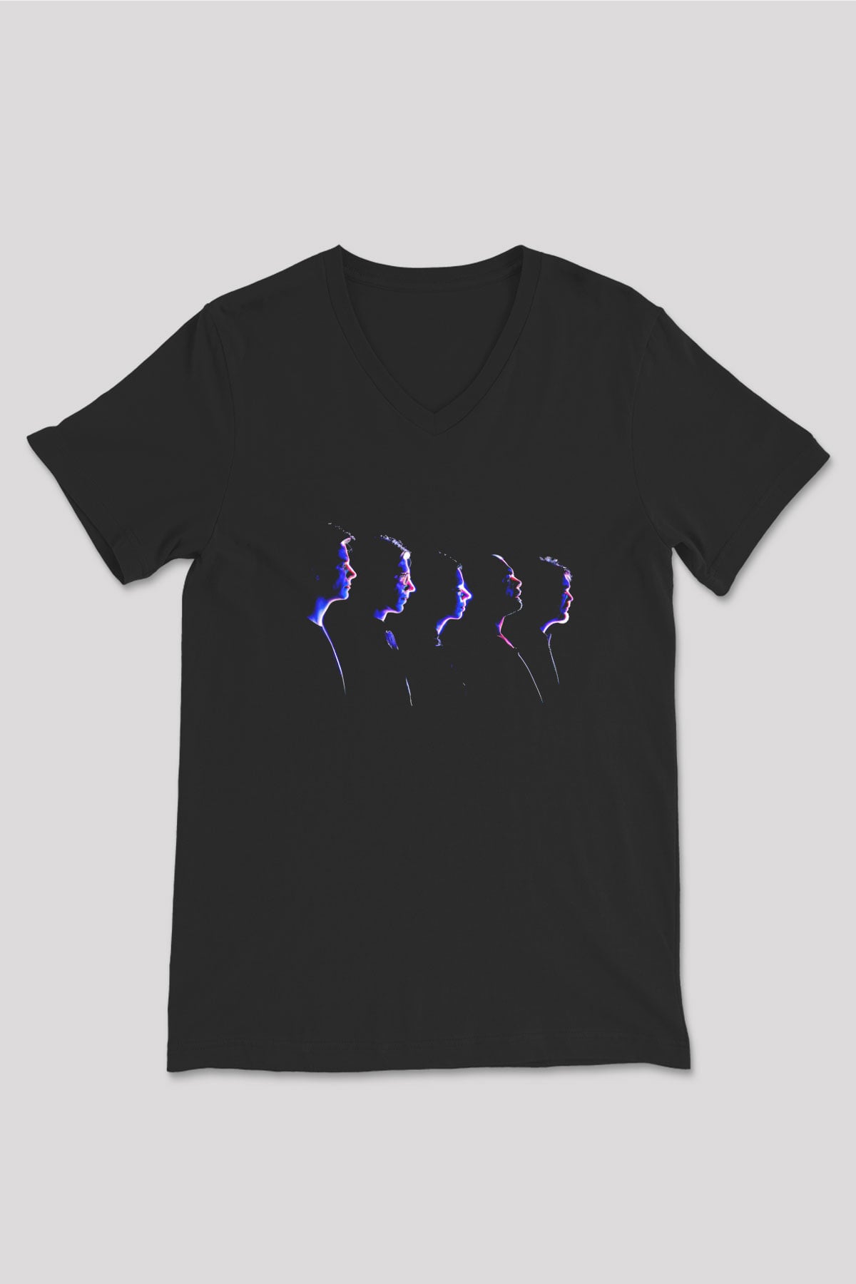 Alphaville Baskılı Unisex Siyah V Yaka Tişört - Tshirt