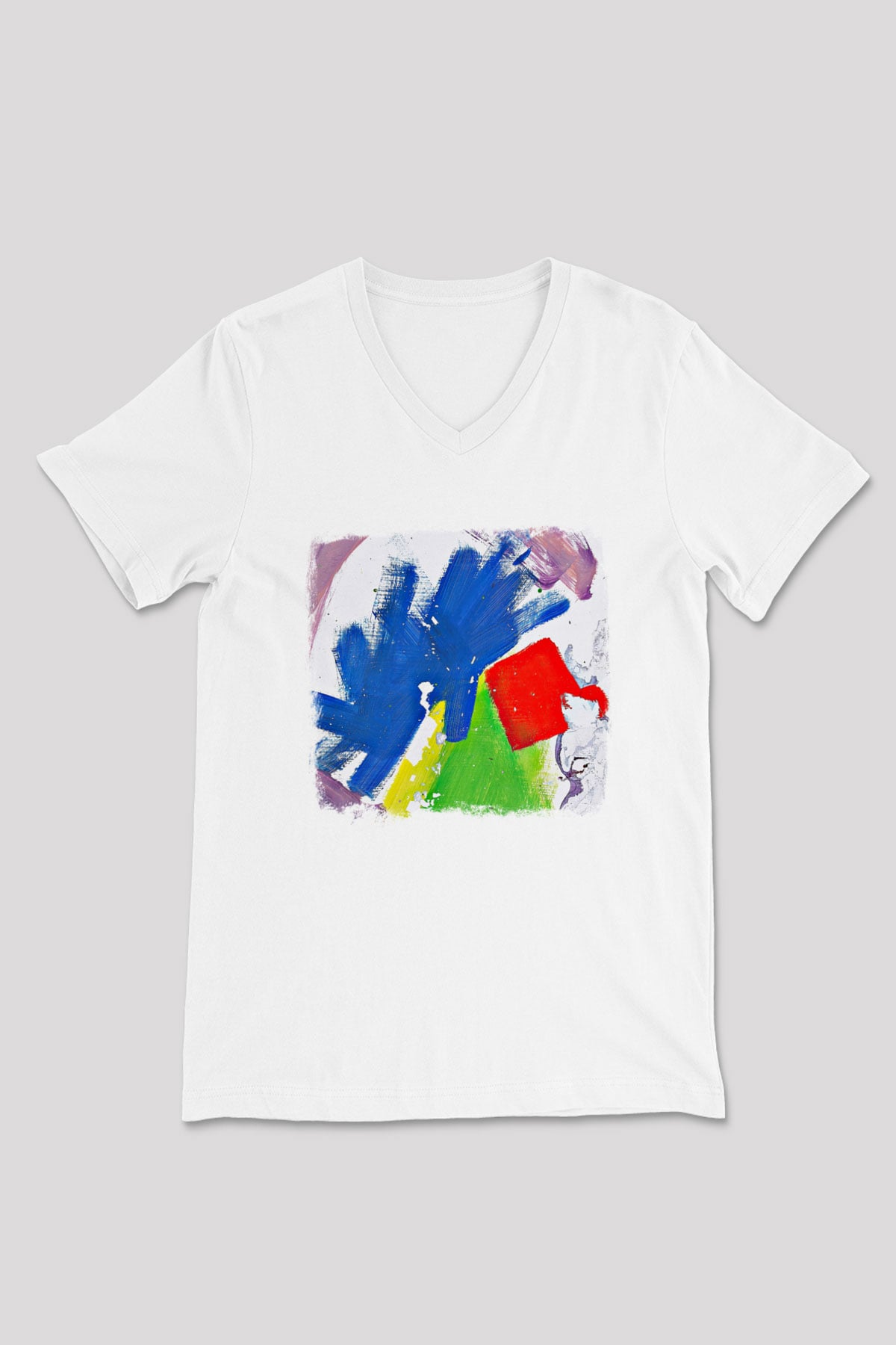 Alt-J Baskılı Unisex Beyaz V Yaka Tişört