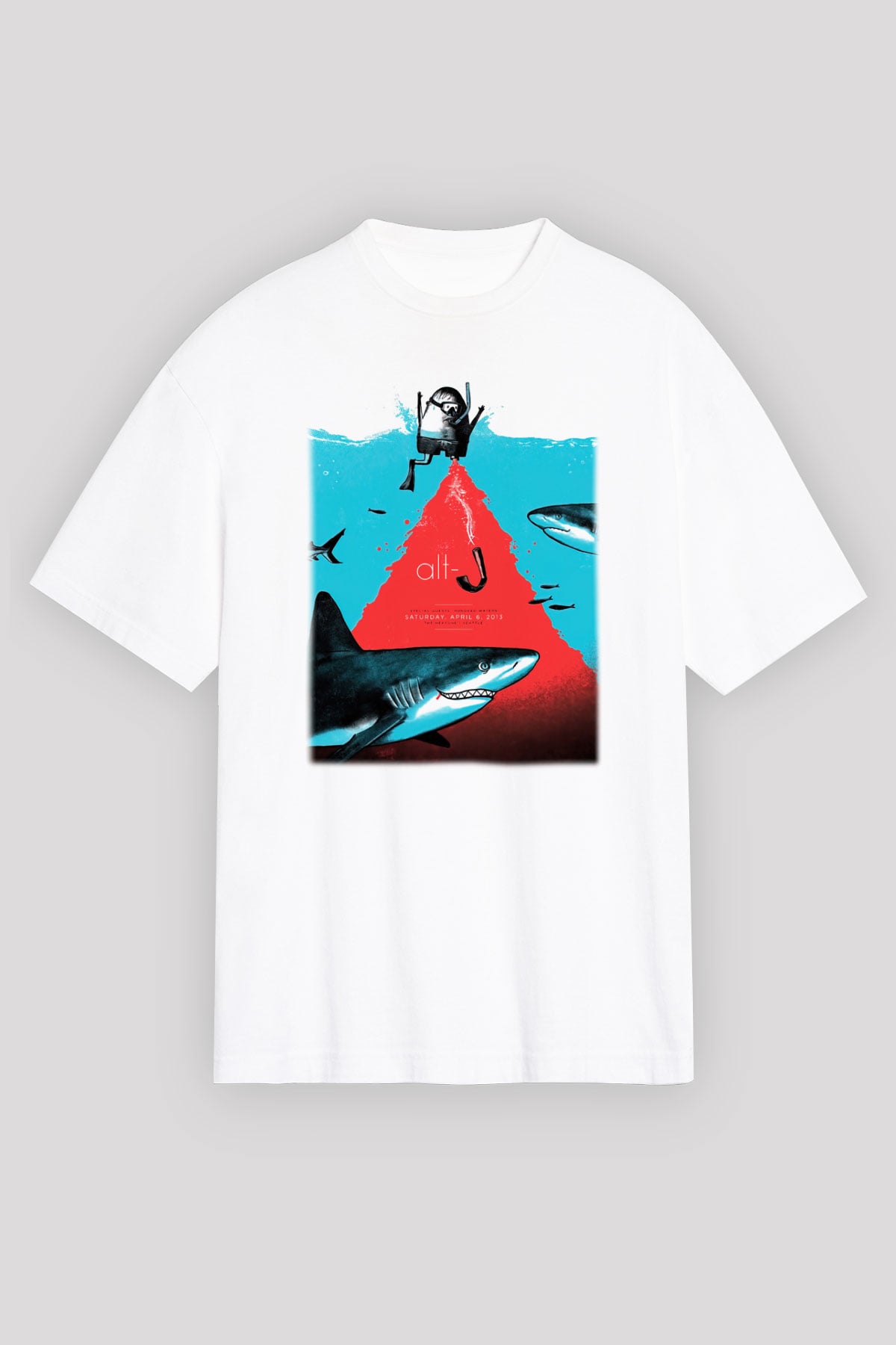 Alt-J Beyaz Unisex Oversize Tişört T-Shirt
