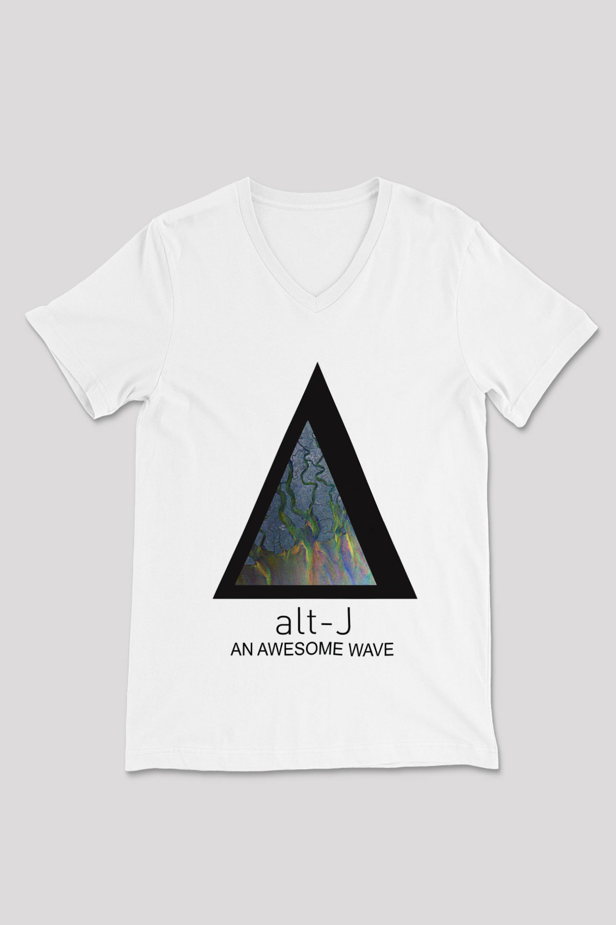 Alt-J Beyaz Unisex V Yaka Tişört T-Shirt