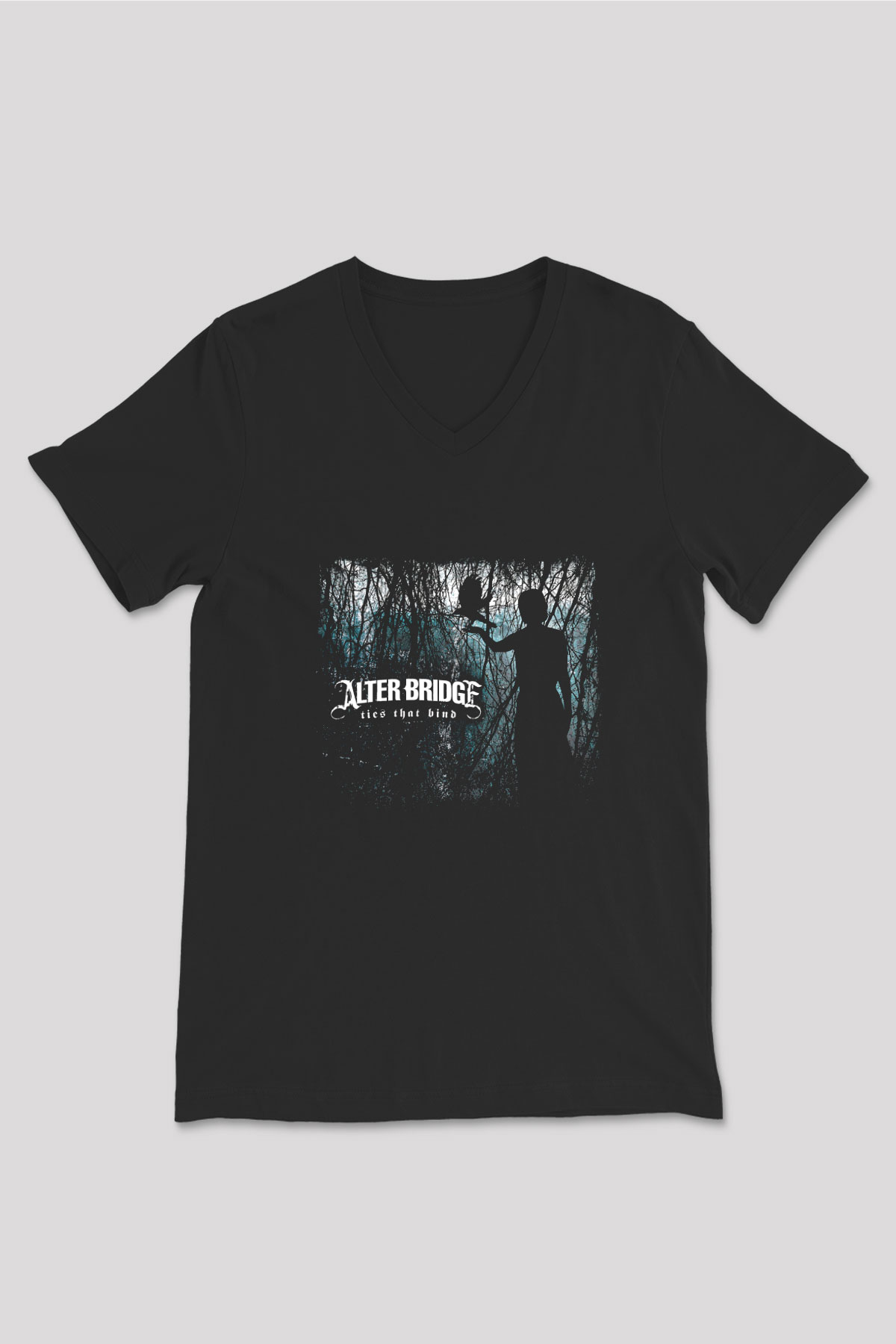 Alter Bridge Baskılı Unisex Siyah V Yaka Tişört
