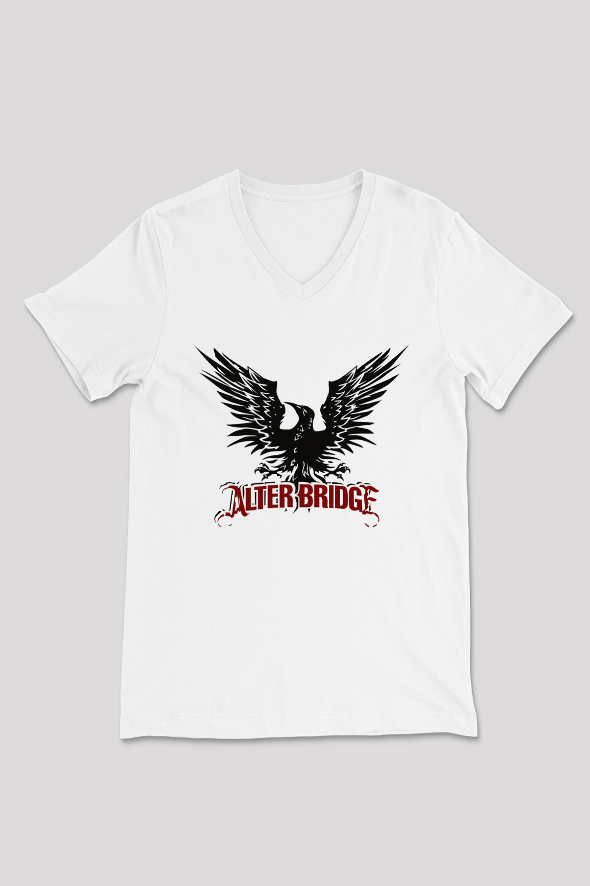 Alter Bridge Beyaz Unisex V Yaka Tişört T-Shirt