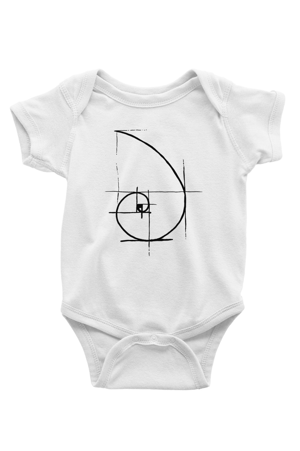 Altın Oran Fibonacci Spirali Baskılı Unisex Beyaz Bebek Body - Zıbın