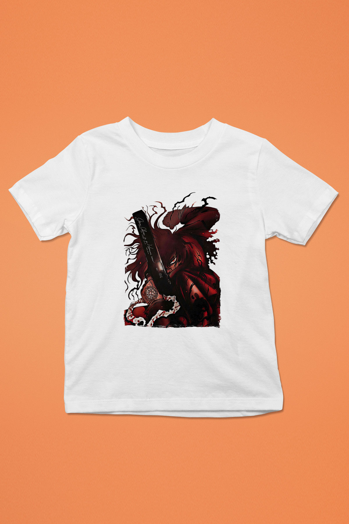 Alucard Baskılı Beyaz Unisex Beyaz Çocuk Tişört - Tshirt