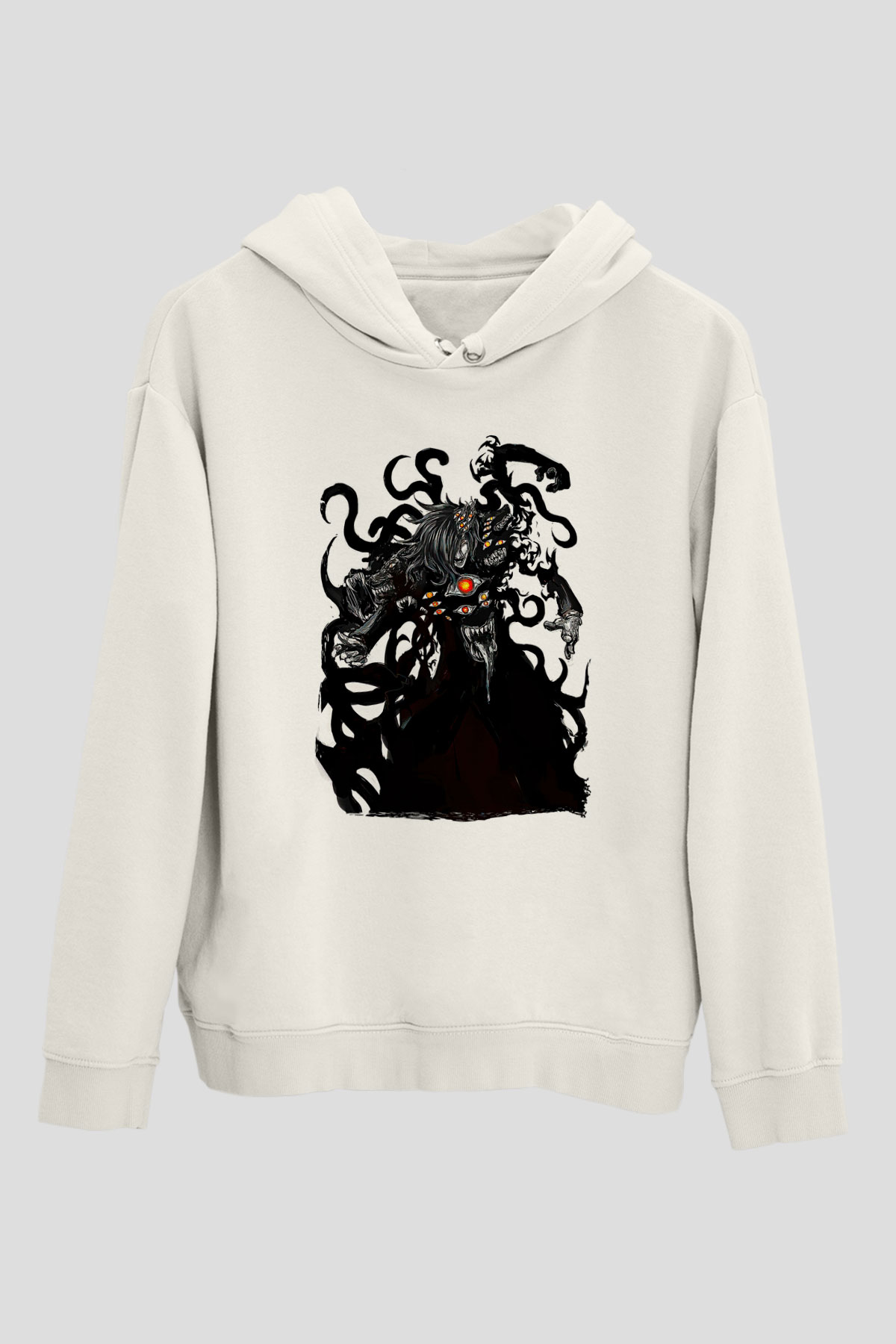 Alucard Baskılı Beyaz Unisex Hoodie