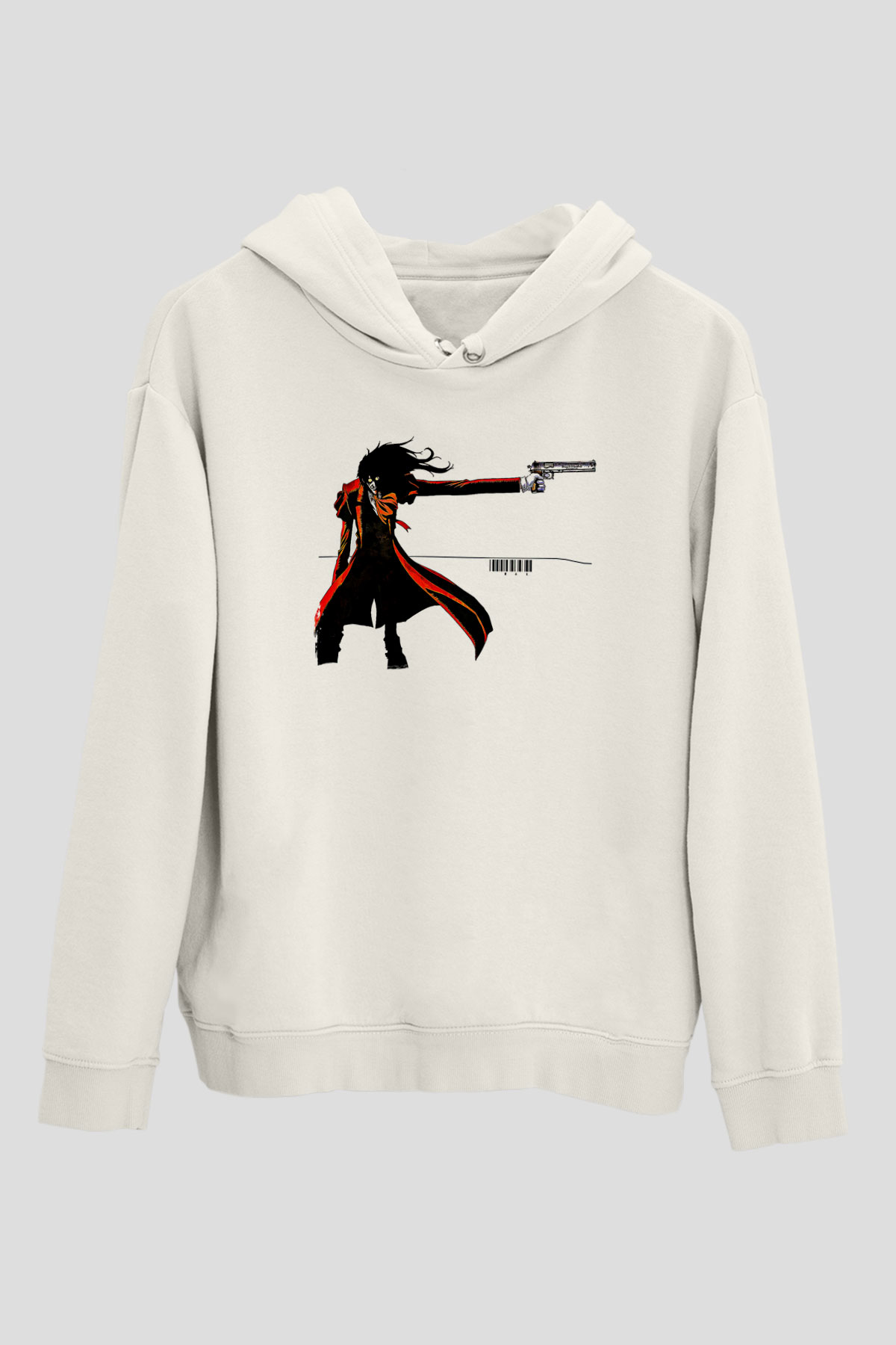 Alucard Baskılı Beyaz Unisex Hoodie