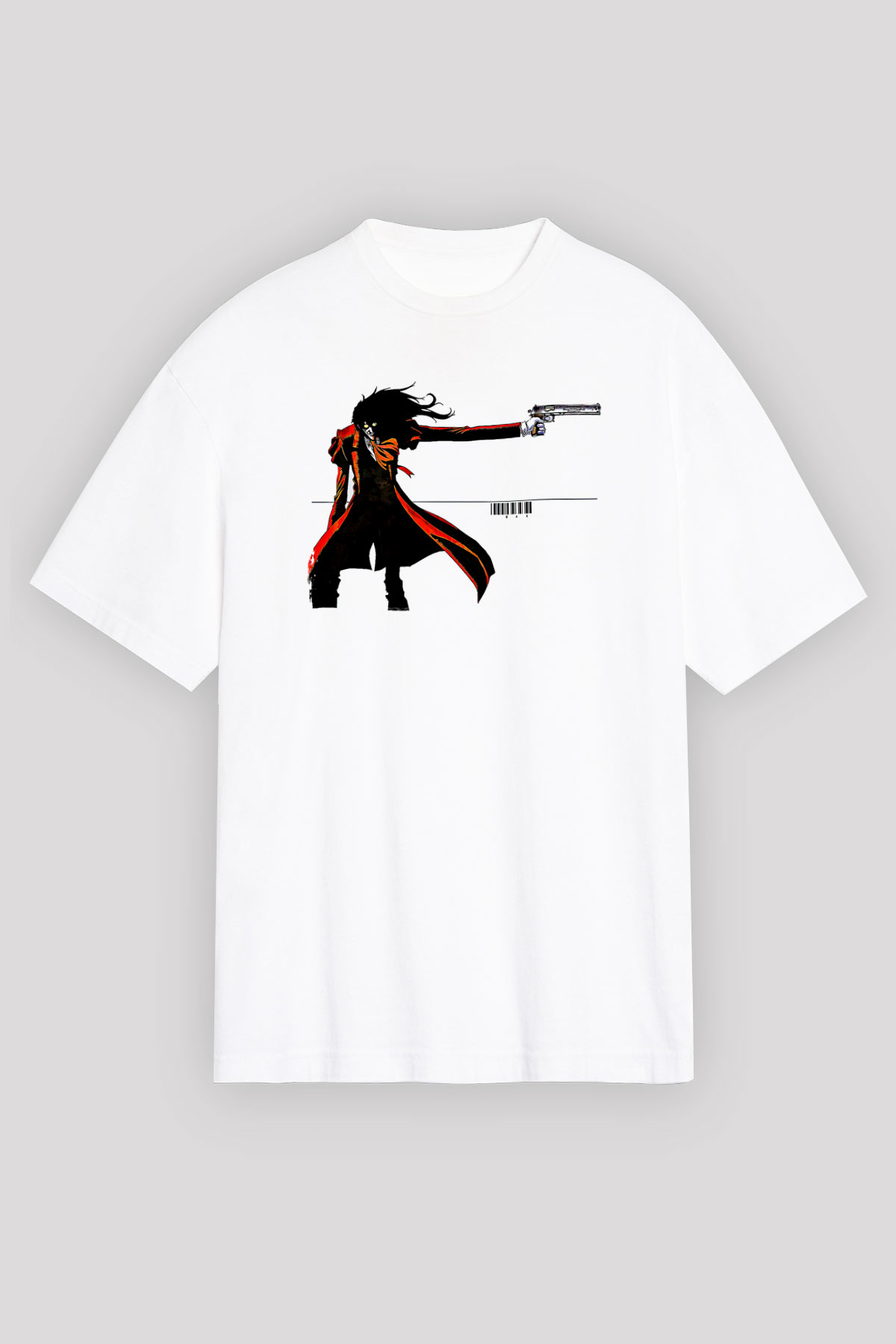 Alucard Baskılı Beyaz Unisex Oversize Tişört - Tshirt
