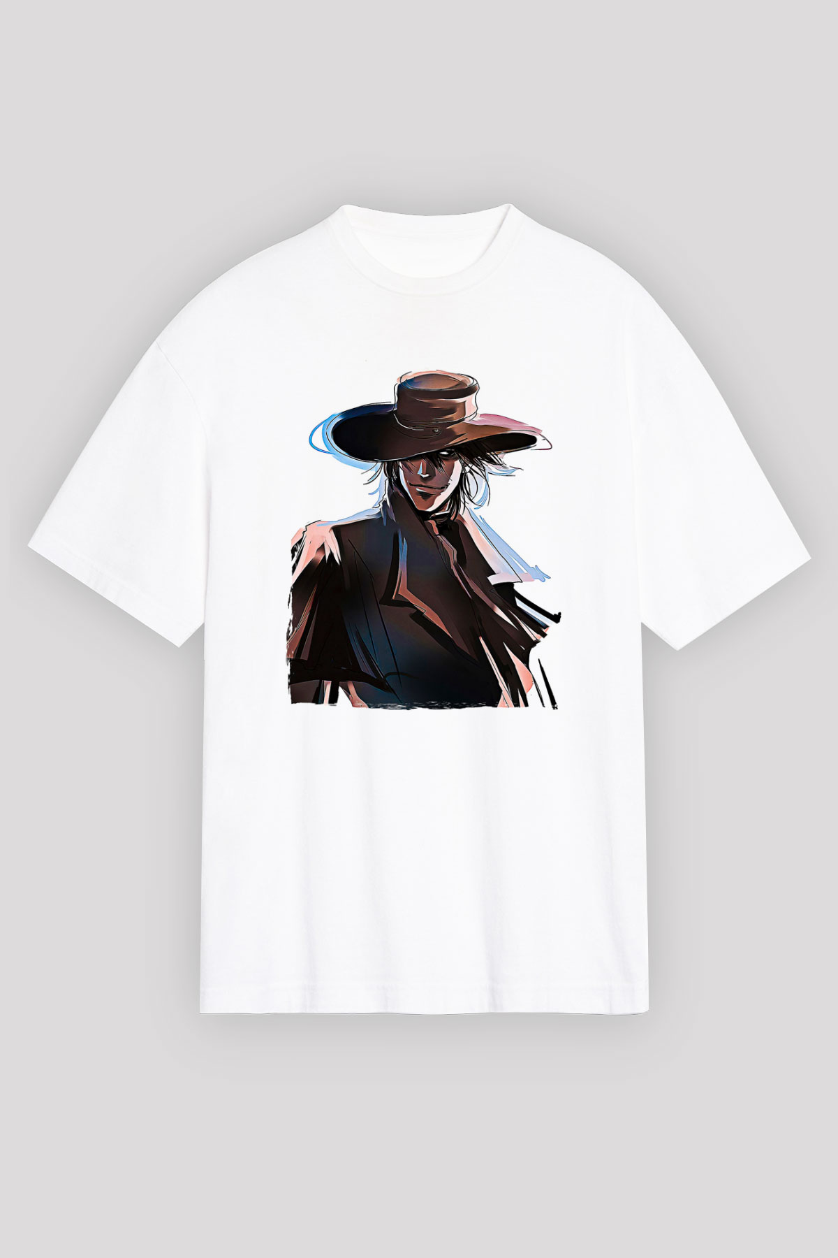 Alucard Baskılı Beyaz Unisex Oversize Tişört - Tshirt